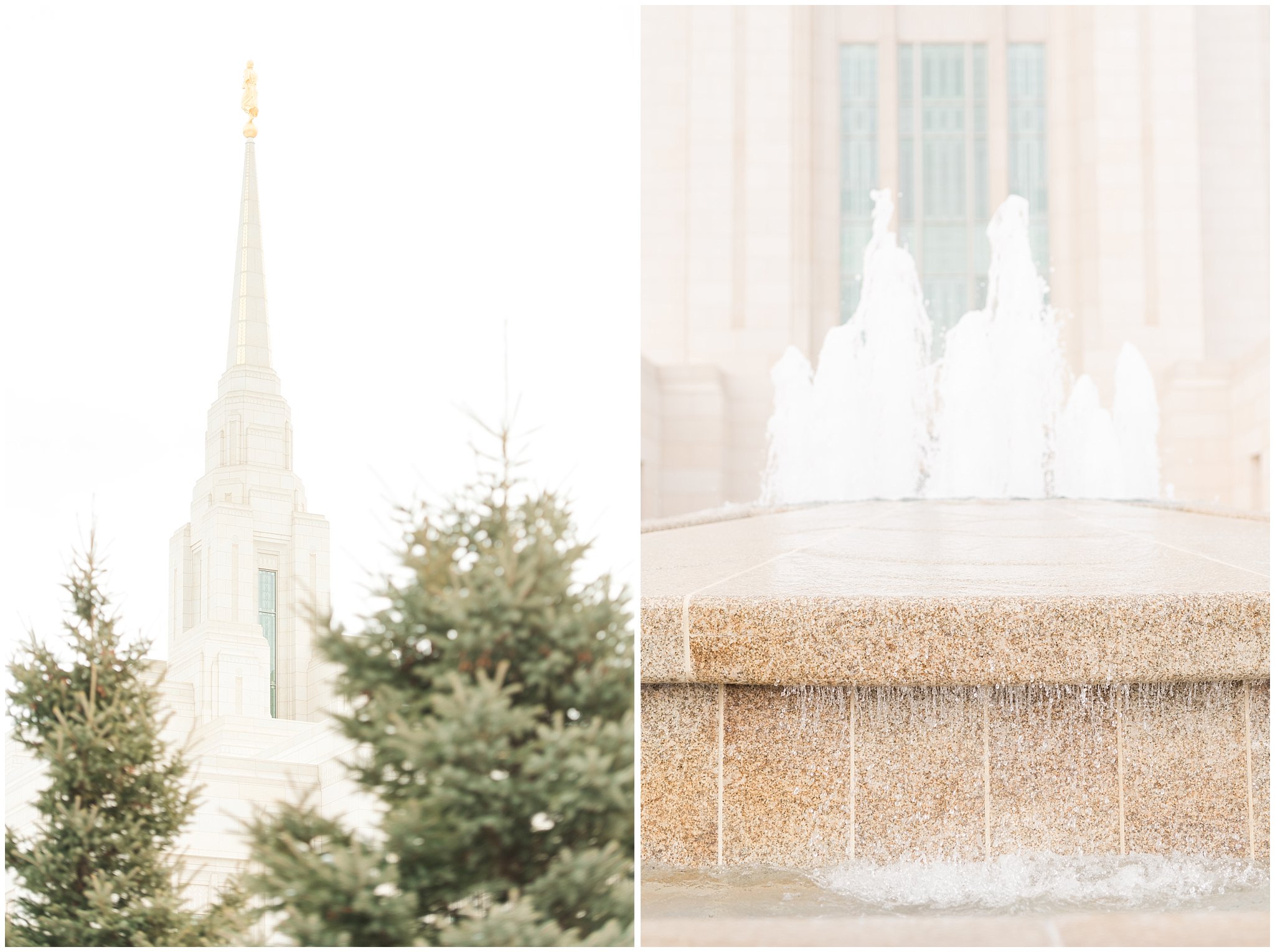 Ogden Temple details in the winter | Ogden Temple and Sweet Magnolia Wedding | Jessie and Dallin Photography