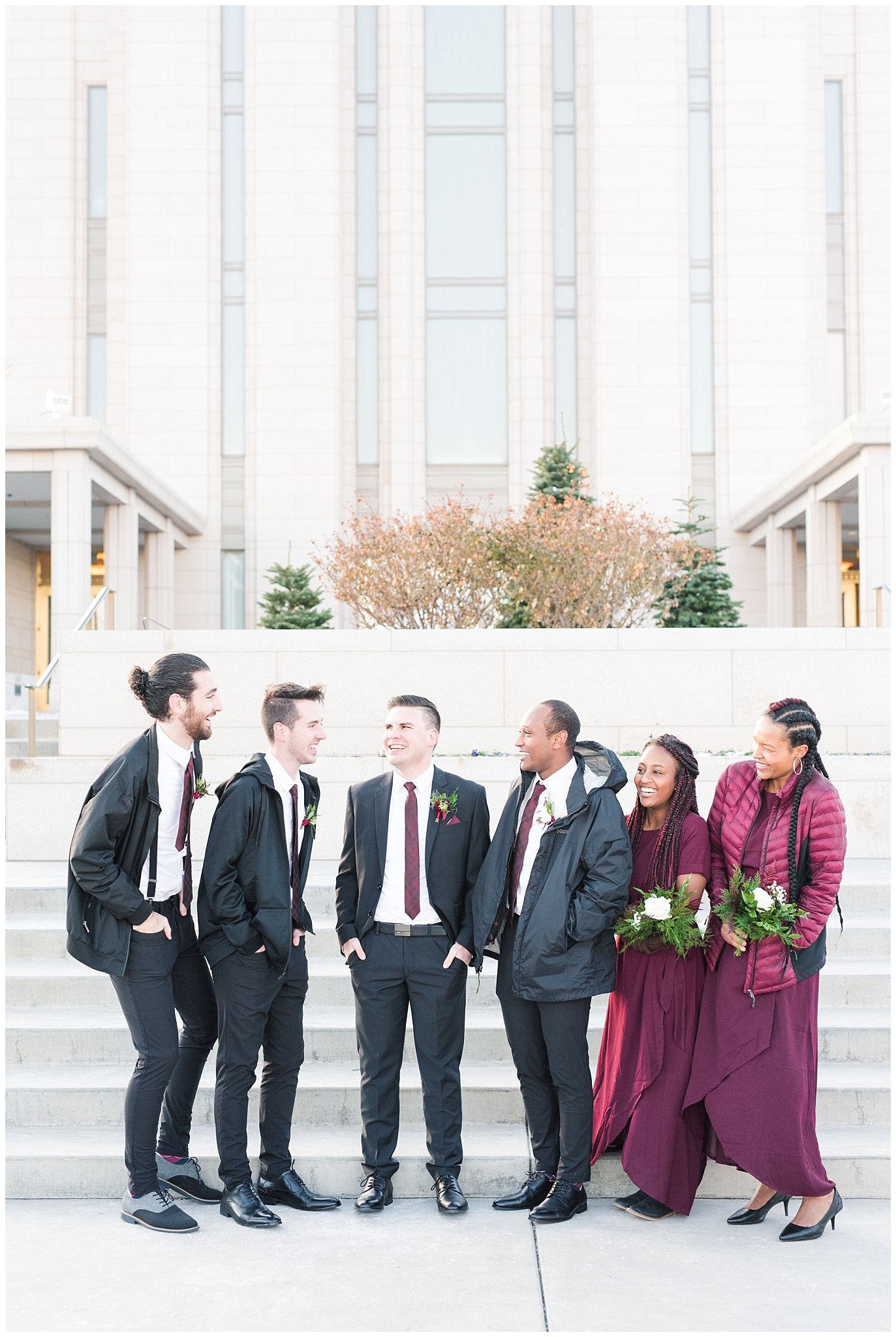 Wedding day family portraits at the Oquirrh Mountain Temple | Oquirrh Mountain Temple and Gardner Village Wedding | The Gathering Place | Jessie and Dallin Photography