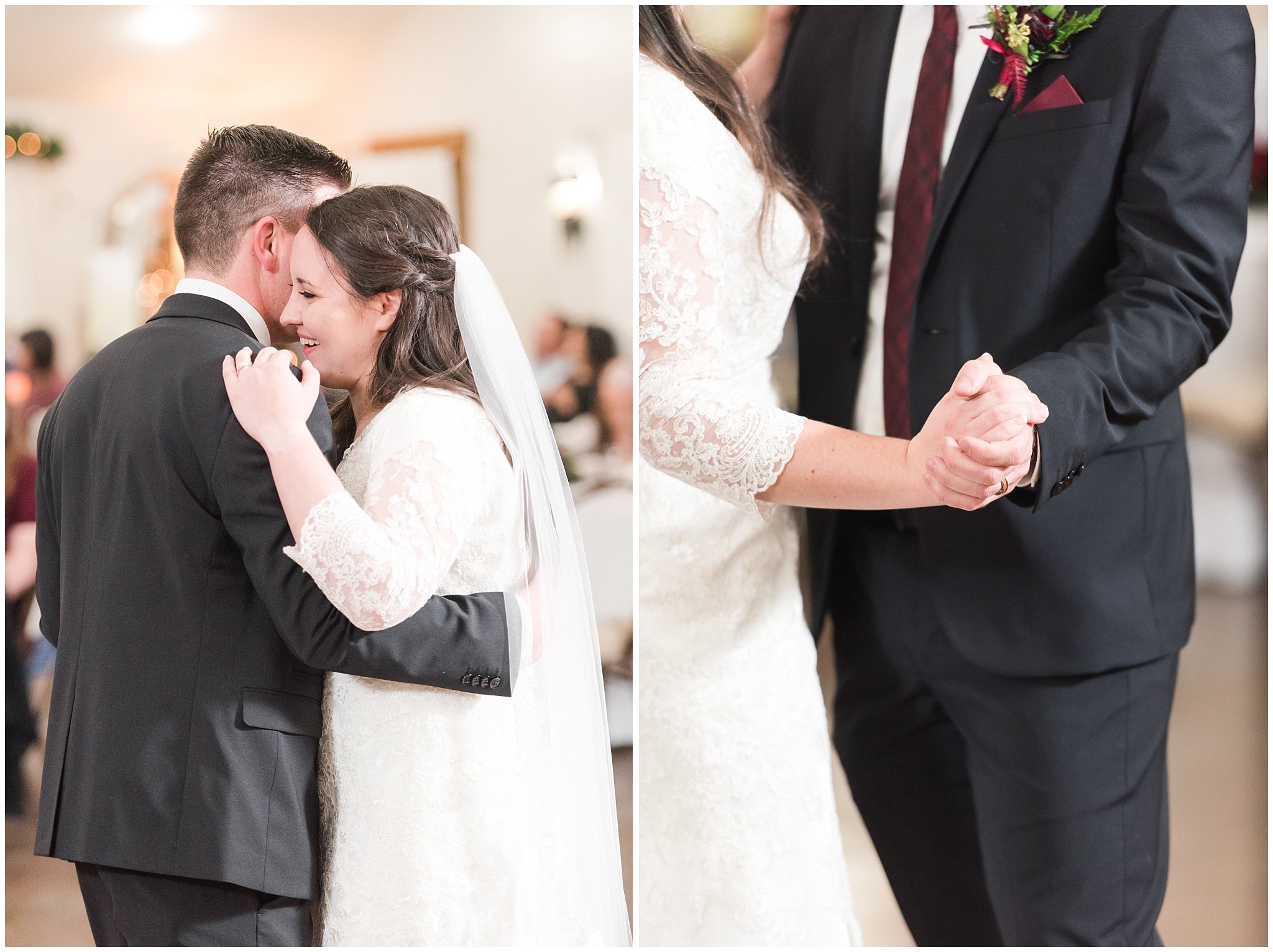 Bride and groom first dance at the Gathering Place at Gardner Village | Gardner Village Wedding | The Gathering Place | Jessie and Dallin Photography