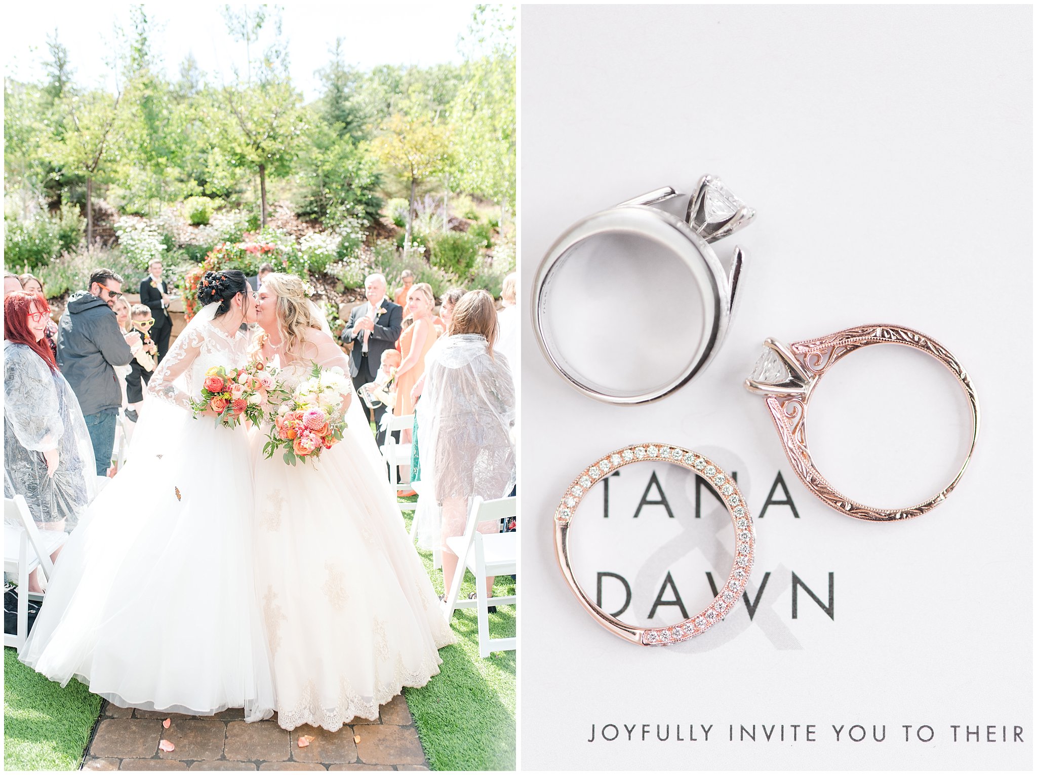 Brides kiss while walking down the aisle with butterflies | Top Utah Wedding and Couples Photos 2019 | Jessie and Dallin Photography