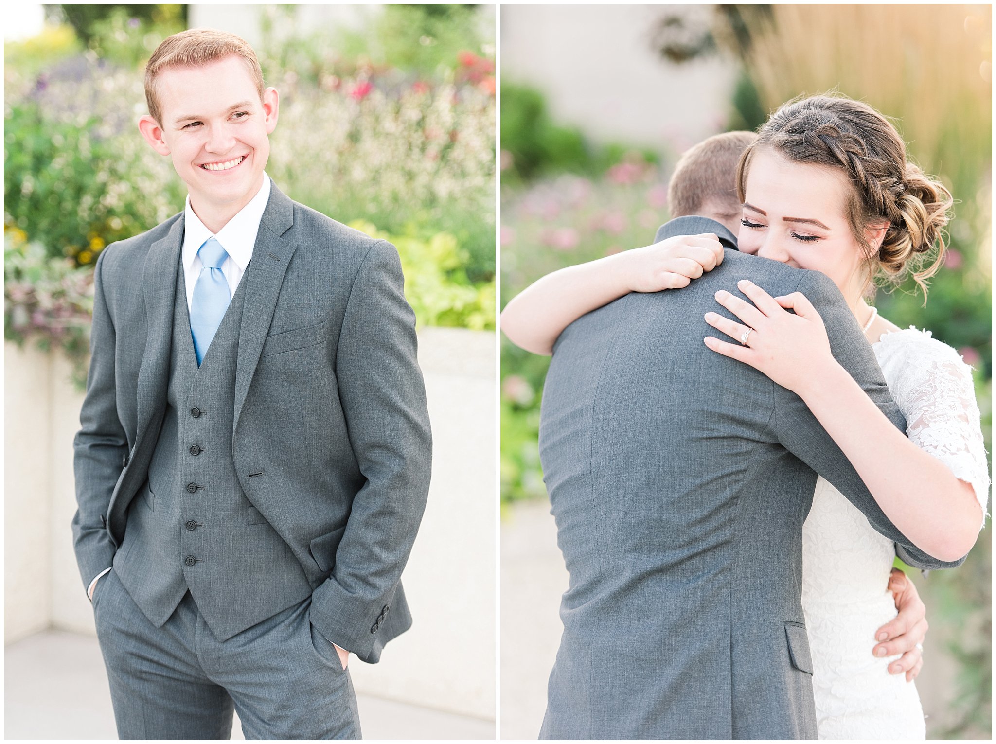 Bride's reaction during first look at the Ogden Temple | Top Utah Wedding and Couples Photos 2019 | Jessie and Dallin Photography