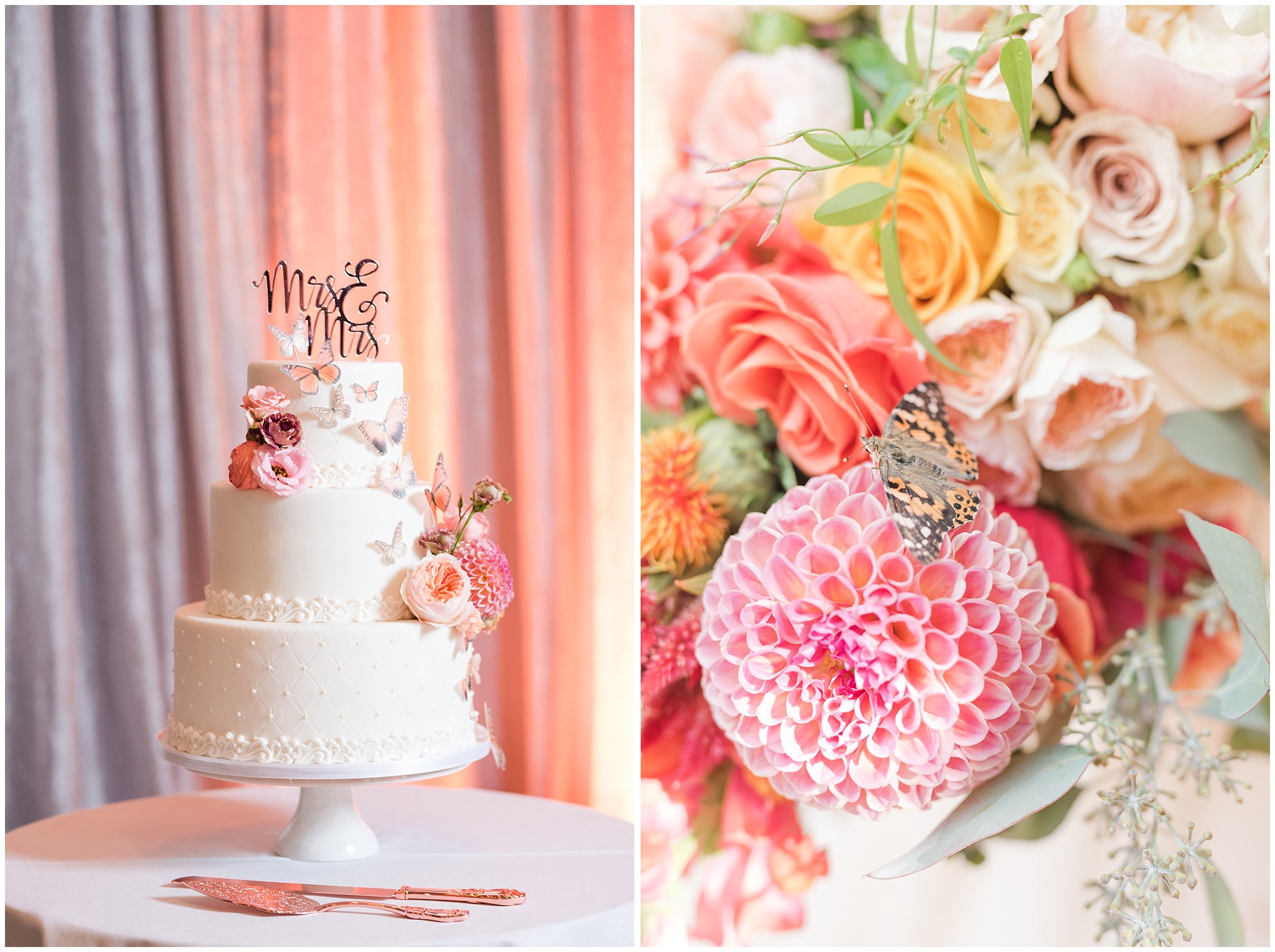 Butterfly wedding cake by Sweet Cravings by Marcia at the Hyatt Centric Park City | Top Utah Wedding and Couples Photos 2019 | Jessie and Dallin Photography