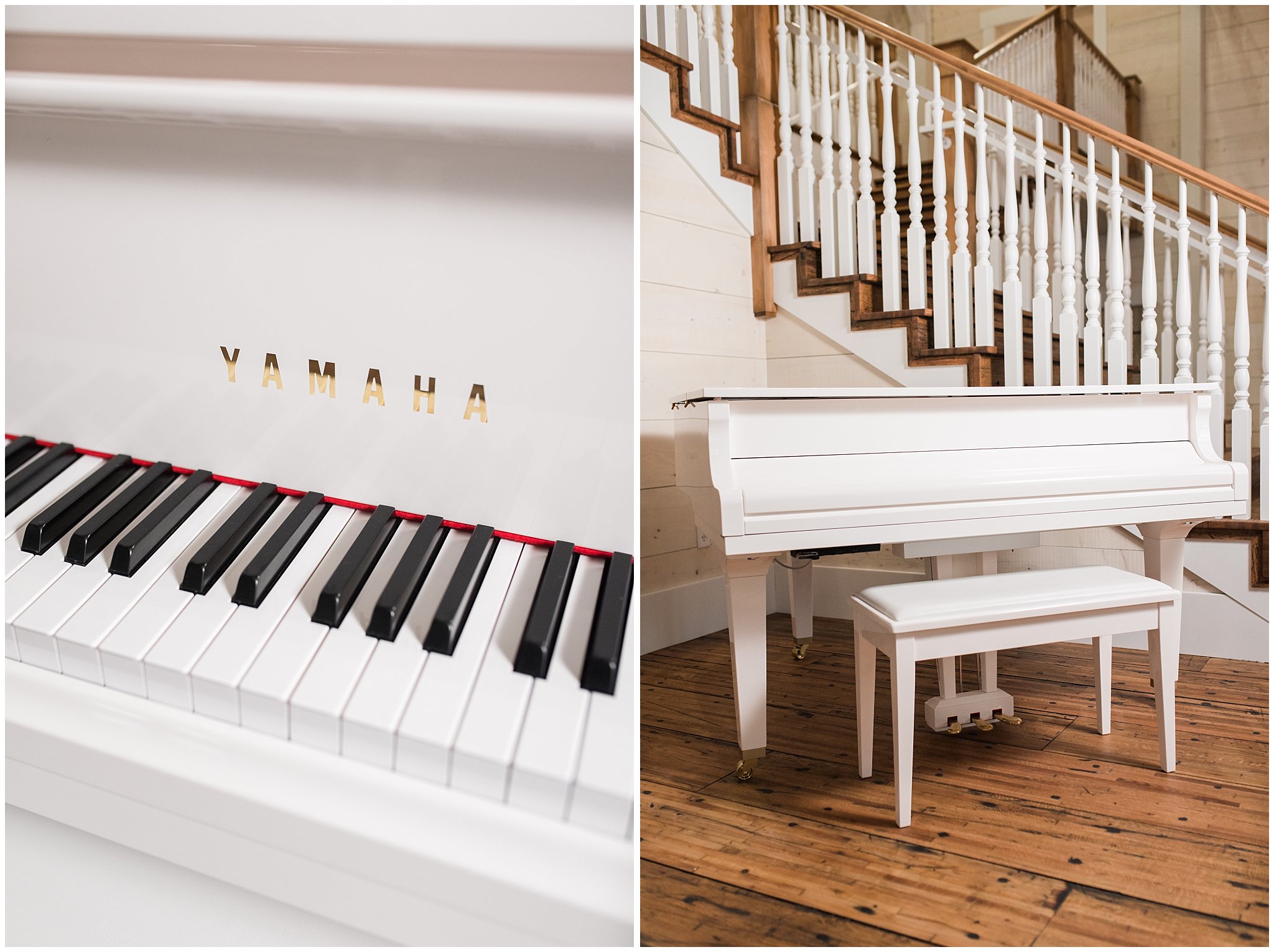 White Self Playing Piano | Behind the Scenes of Walker Farms | Utah Wedding Venue | Jessie and Dallin Photography