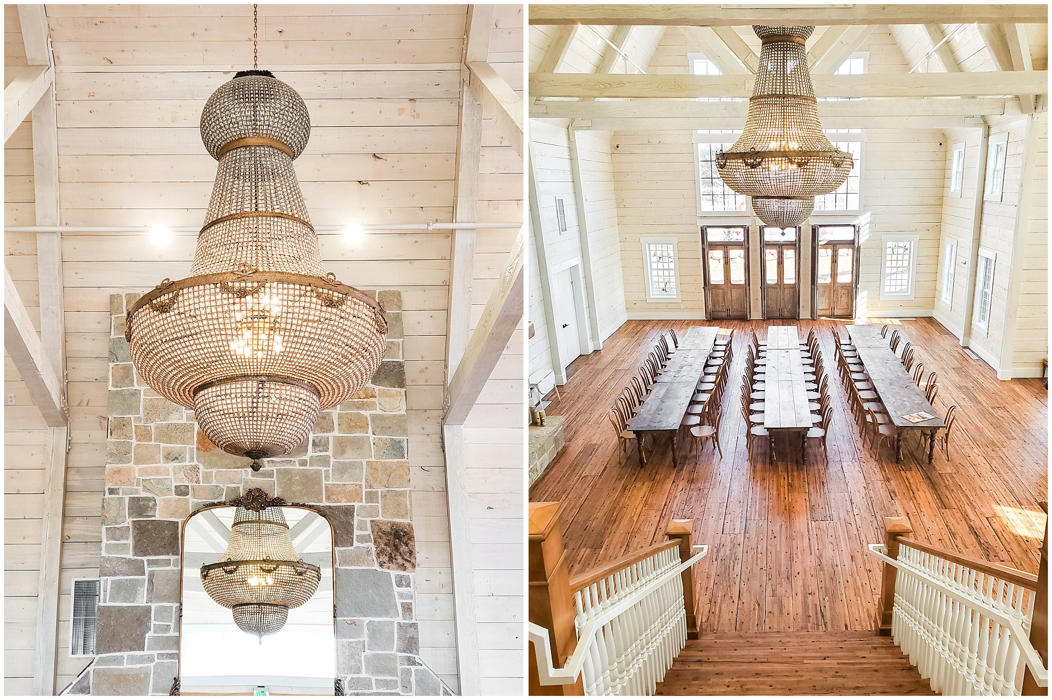 Chandelier and main floor | Behind the Scenes of Walker Farms | Utah Wedding Venue | Jessie and Dallin Photography