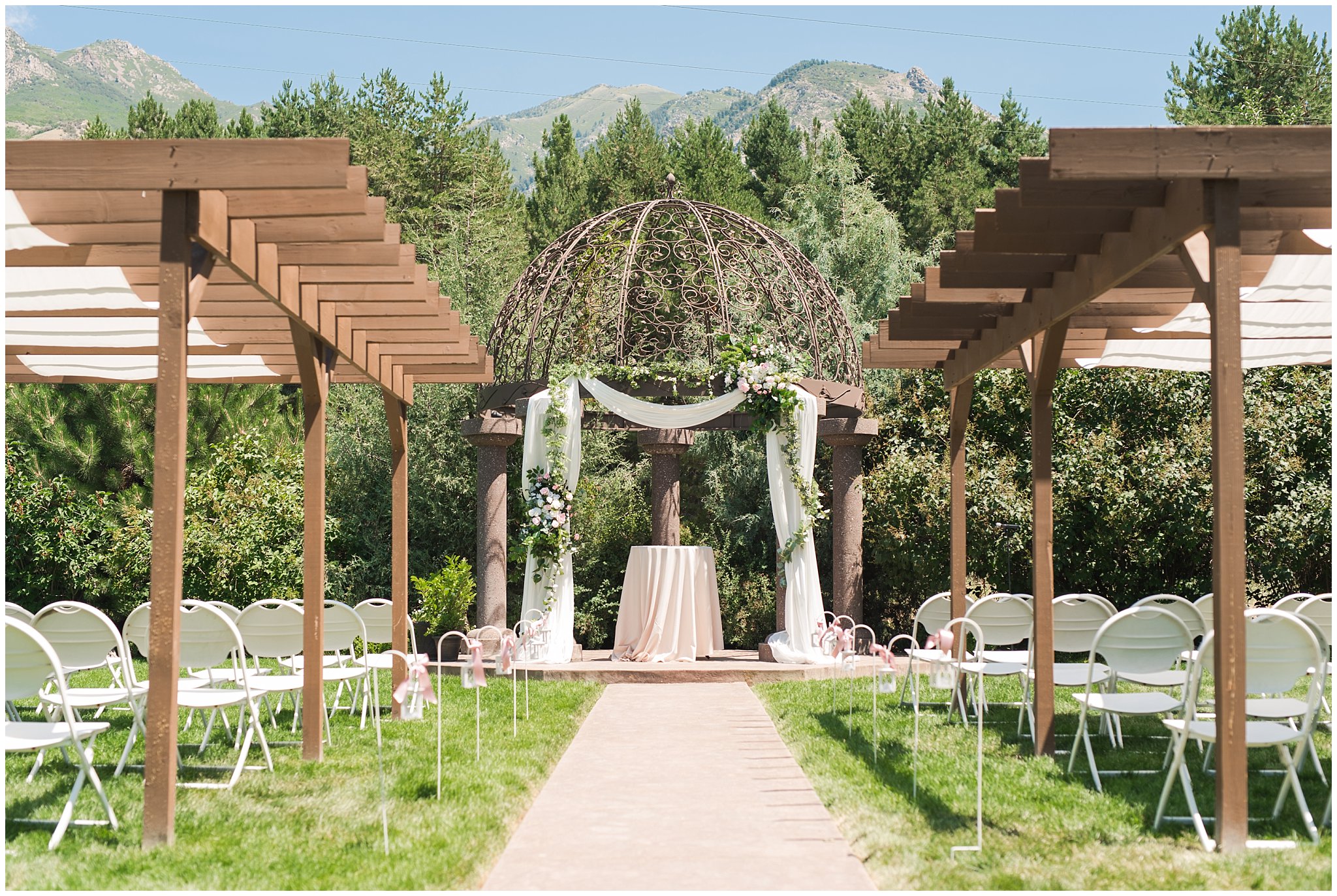 Ceremony site | Oak Hills Utah Dusty Rose and Gray Summer Wedding | Jessie and Dallin Photography