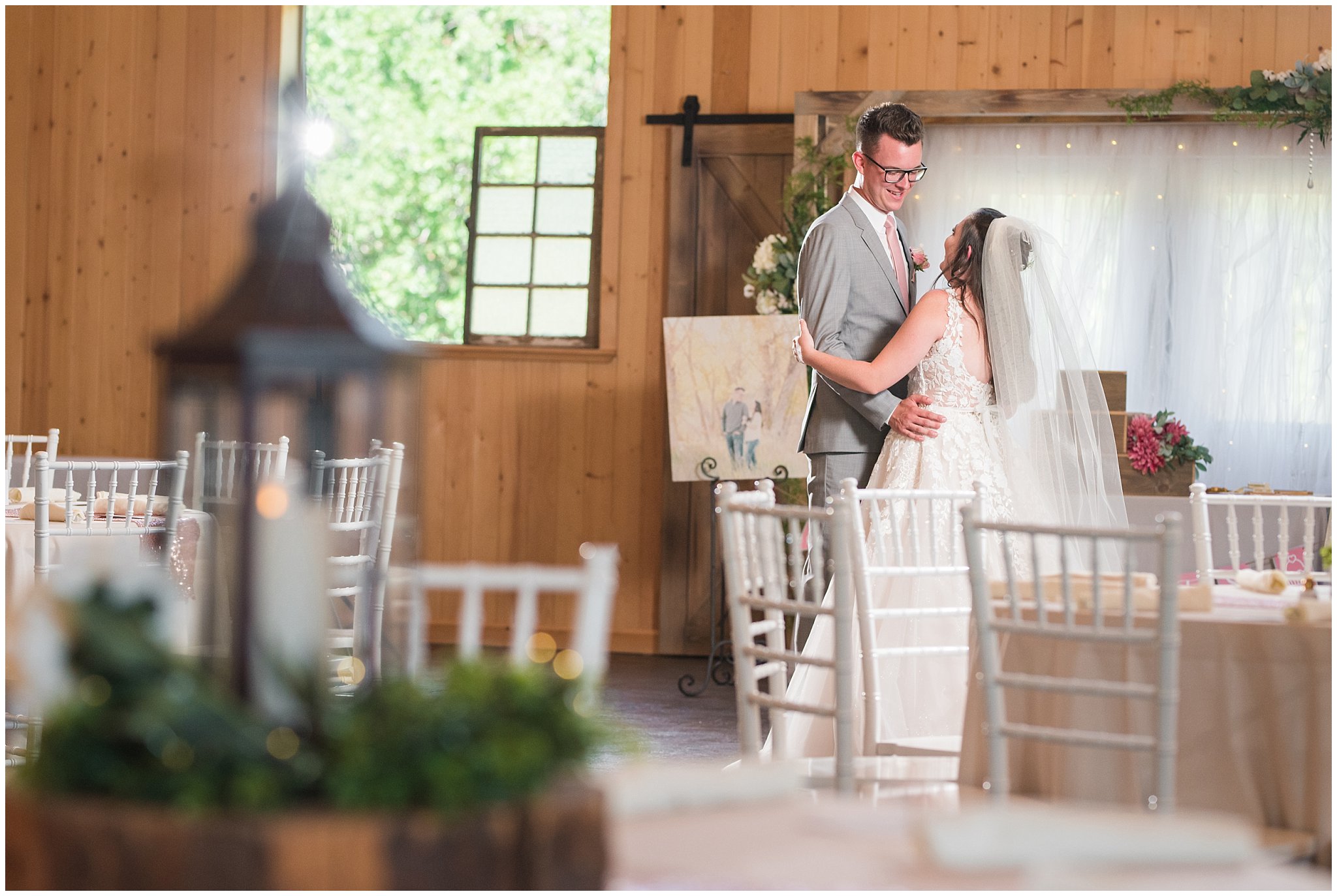 First dance with no one watching in barn | Oak Hills Utah Dusty Rose and Gray Summer Wedding | Jessie and Dallin Photography