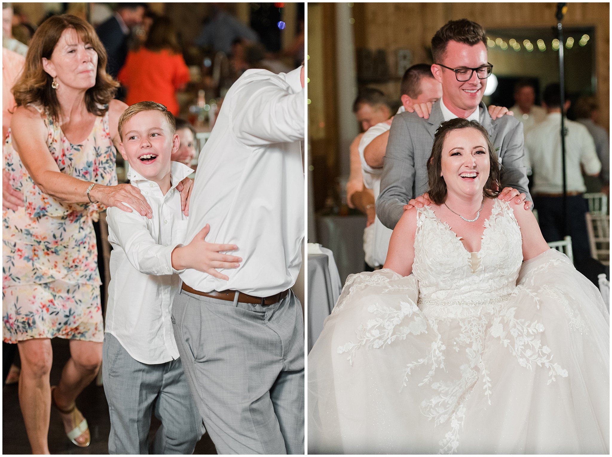 Party dancing and conga line | Oak Hills Utah Dusty Rose and Gray Summer Wedding | Jessie and Dallin Photography