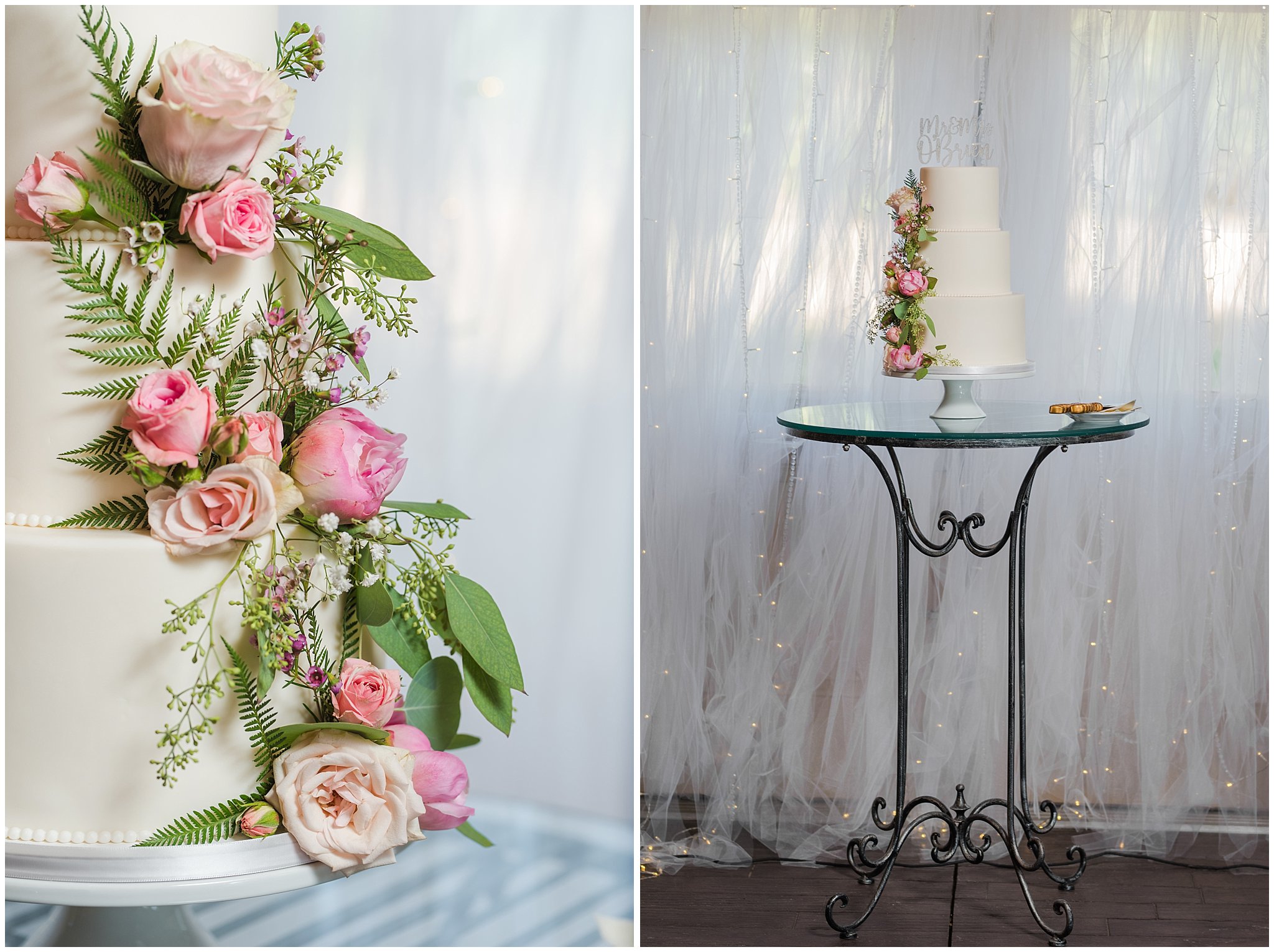 White wedding cake | Oak Hills Utah Dusty Rose and Gray Summer Wedding | Jessie and Dallin Photography