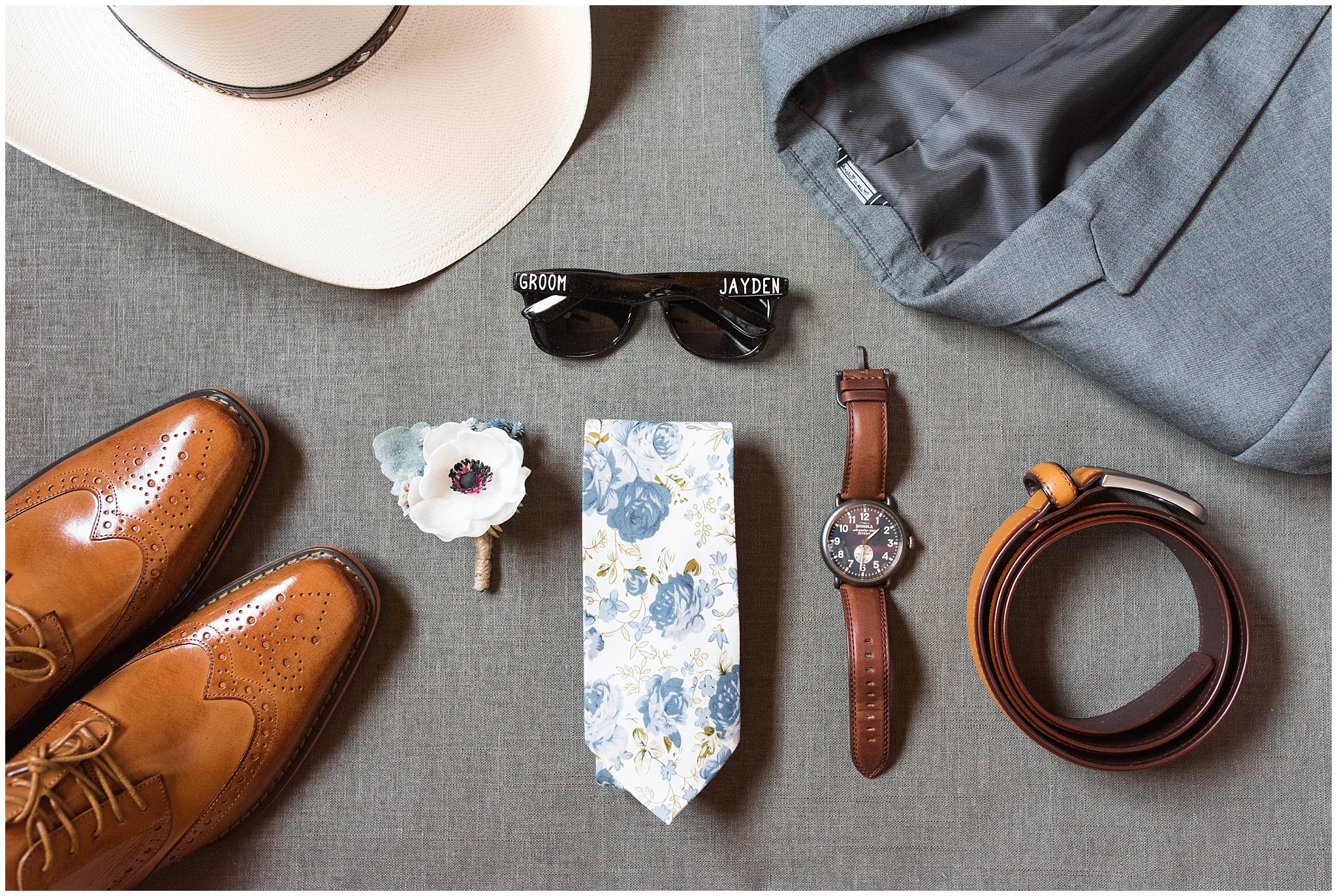 Groom's details before the wedding day | Dusty Blue and Rose Summer Wedding at Oak Hills Utah | Jessie and Dallin Photography