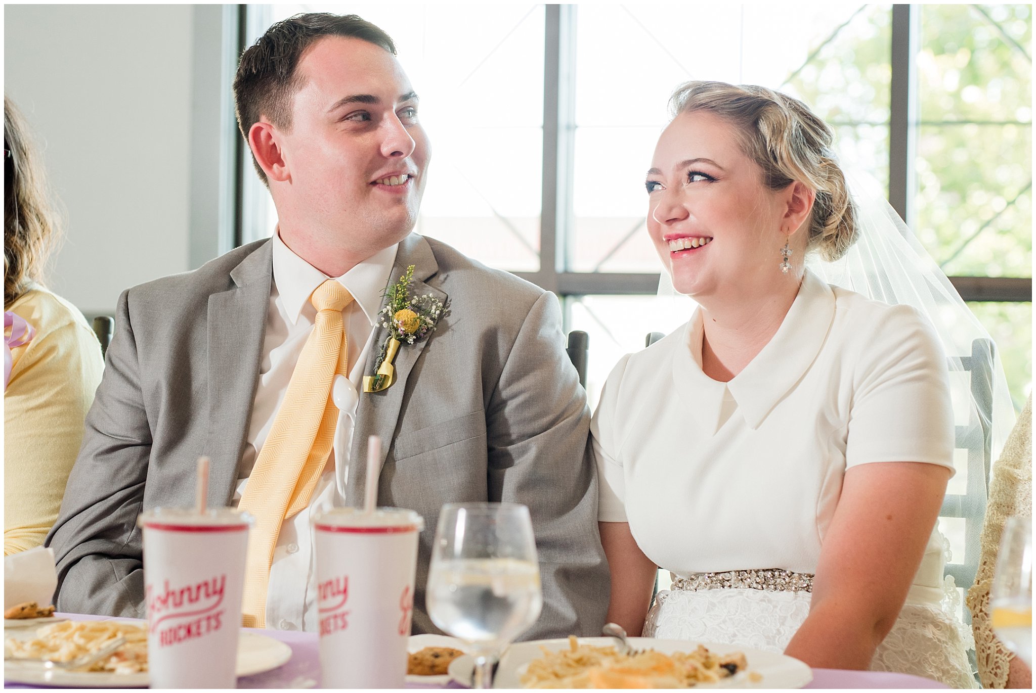 Wedding dinner at Fountain View Event Venue | Fountain View Event Venue and Bountiful Temple Wedding | Jessie and Dallin Photography