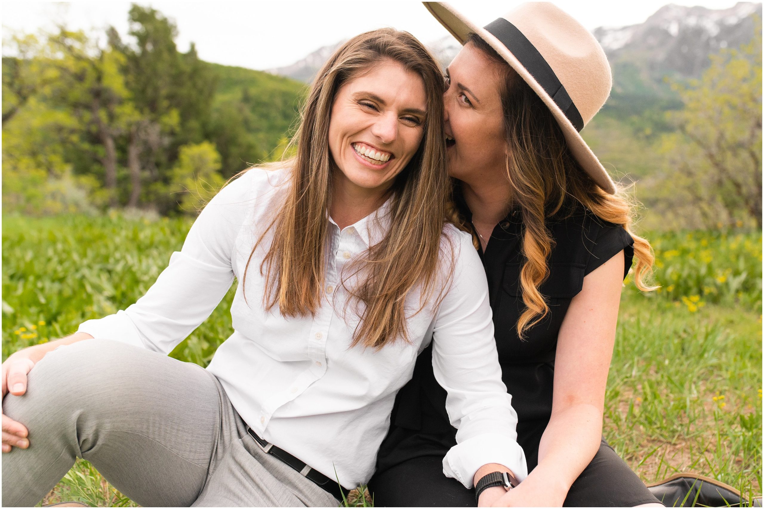 Couple in the mountains at Snowbasin | Utah Wildflower Summer Engagement Session | Jessie and Dallin Photography