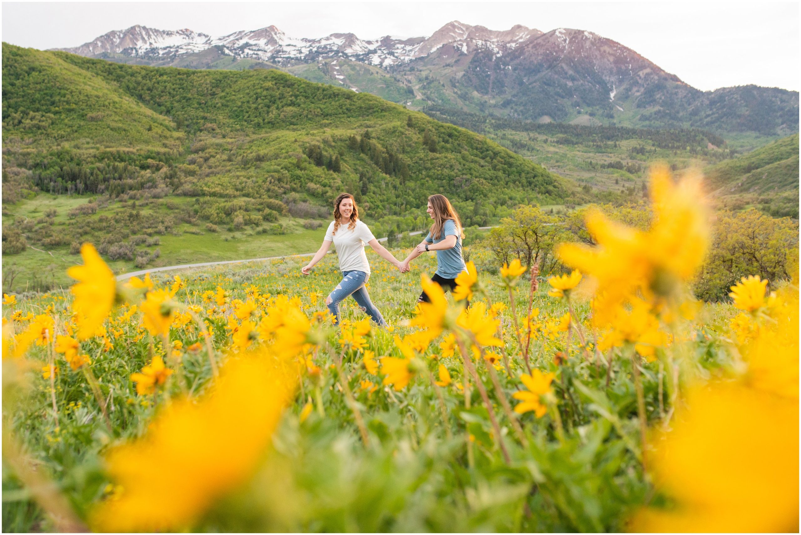 Couple in the mountains at Snowbasin | Utah Wildflower Summer Engagement Session | Jessie and Dallin Photography