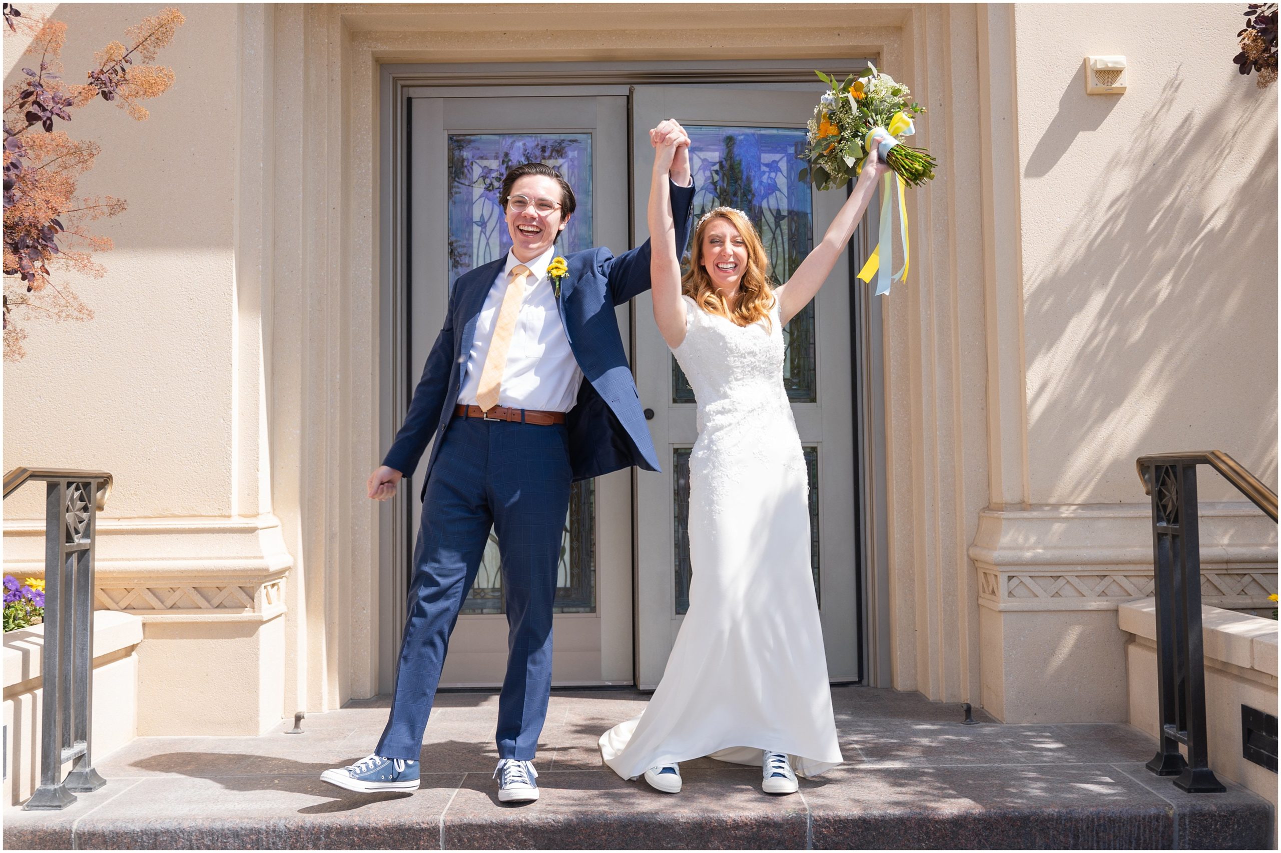 Couple exits the temple | Payson Temple and White Willow Wedding | Jessie and Dallin Photography