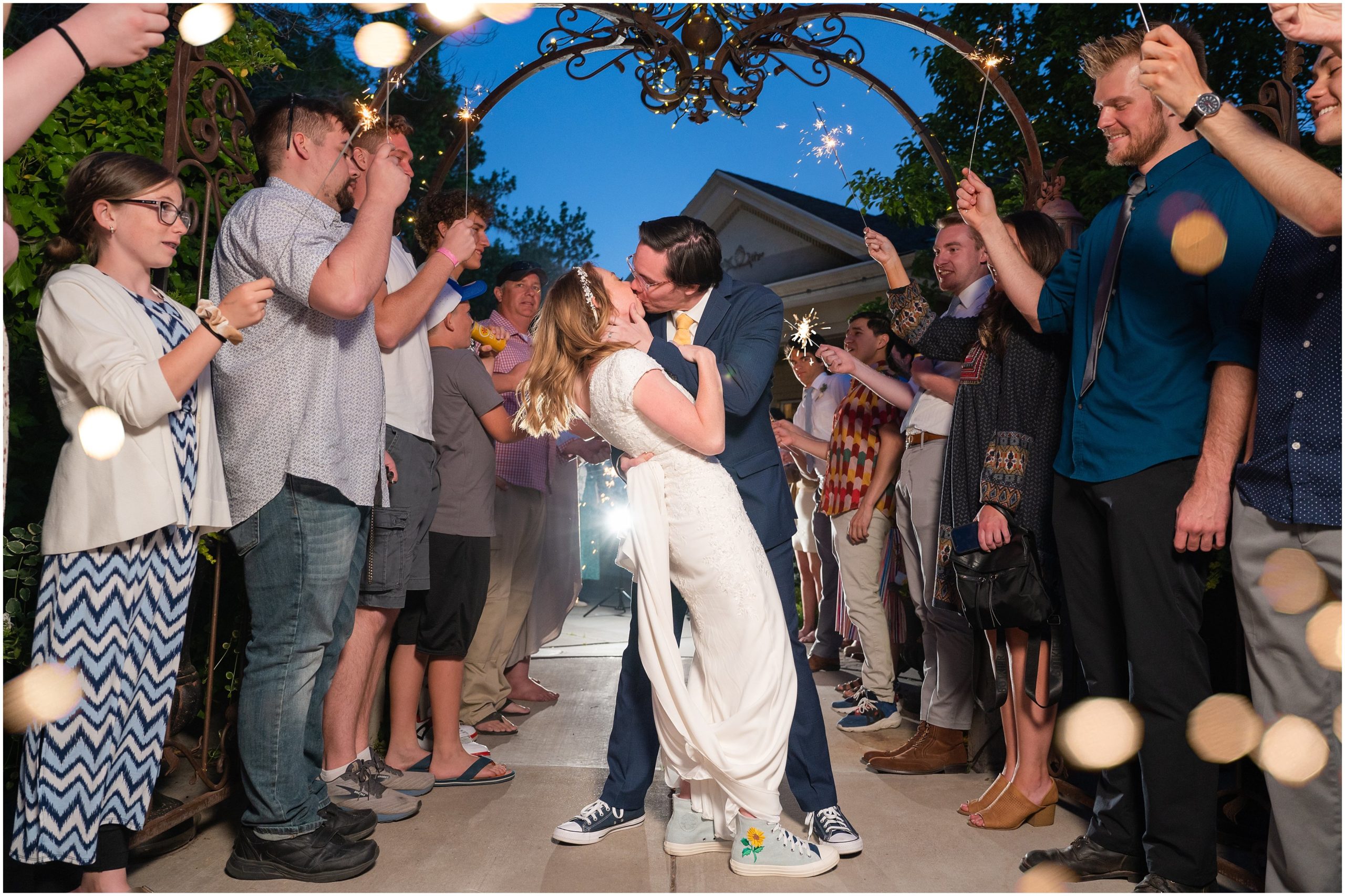 Sparkler Exit at White Willow | Payson Temple and White Willow Wedding | Jessie and Dallin Photography