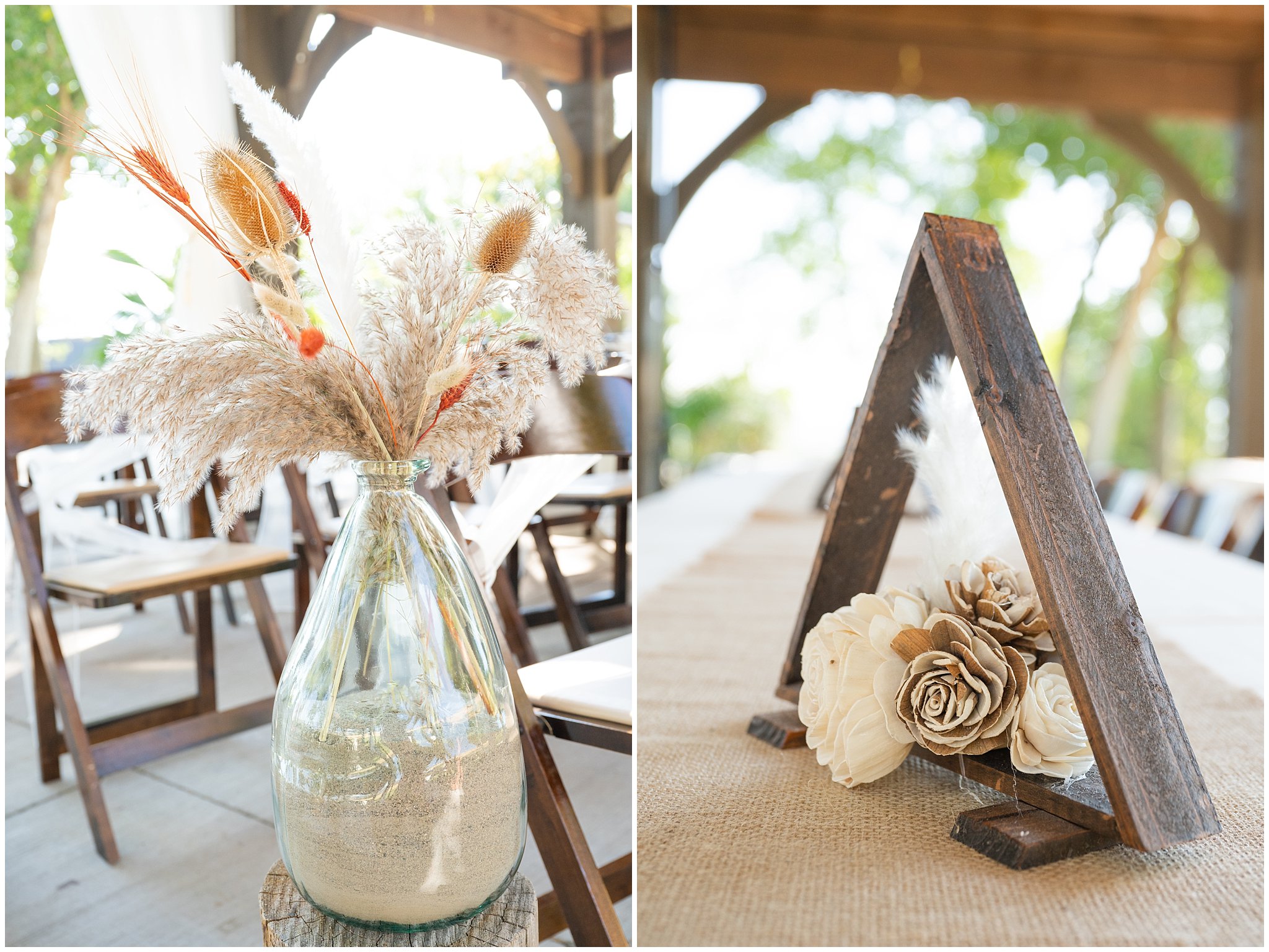 Pavilion setup and boho decor at Lions Park in Cache Valley | Logan Utah Outdoor Summer Wedding | Jessie and Dallin Photography