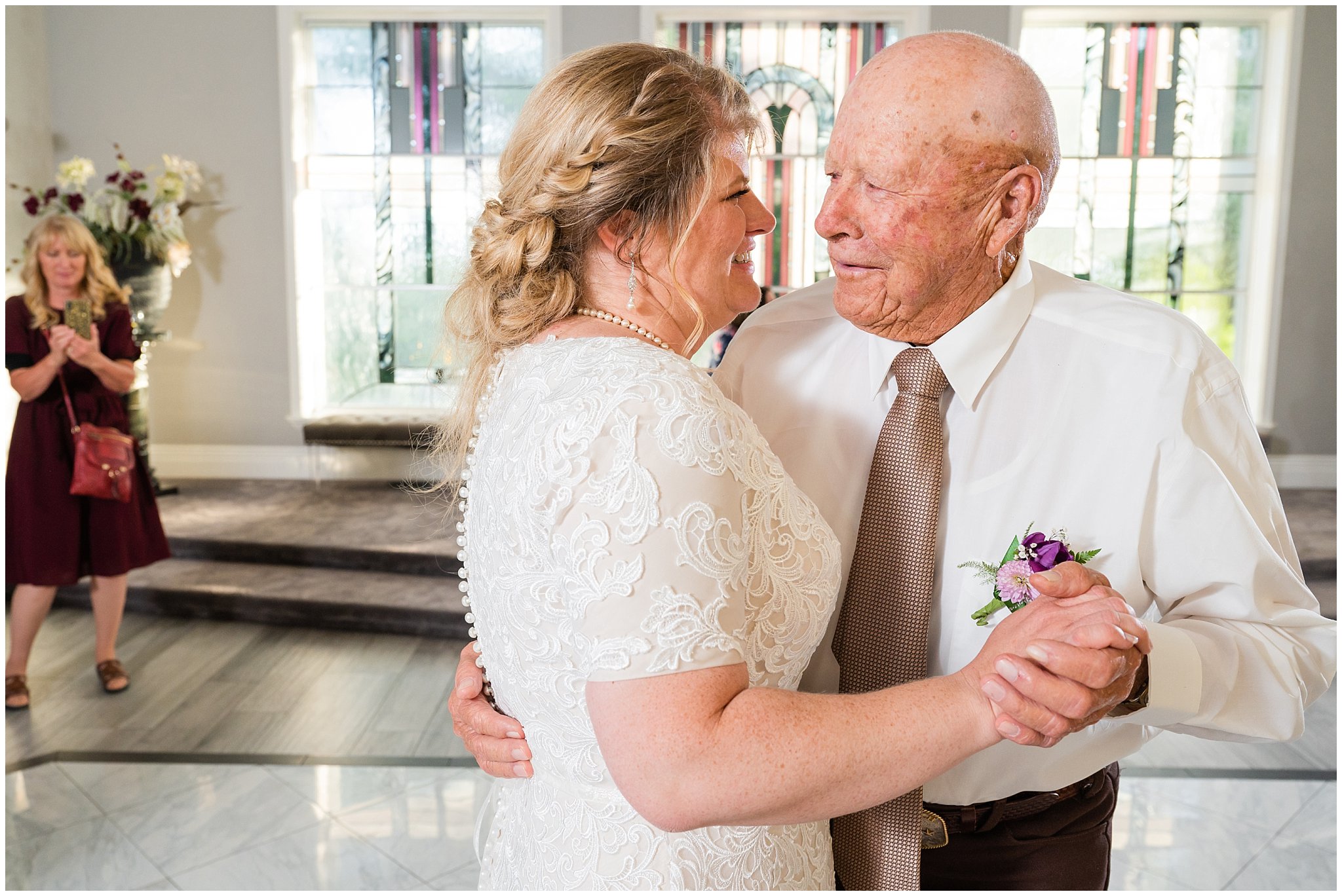 Bride dances with grandpa | Oquirrh Mountain Temple and Millennial Falls Wedding | Jessie and Dallin Photography