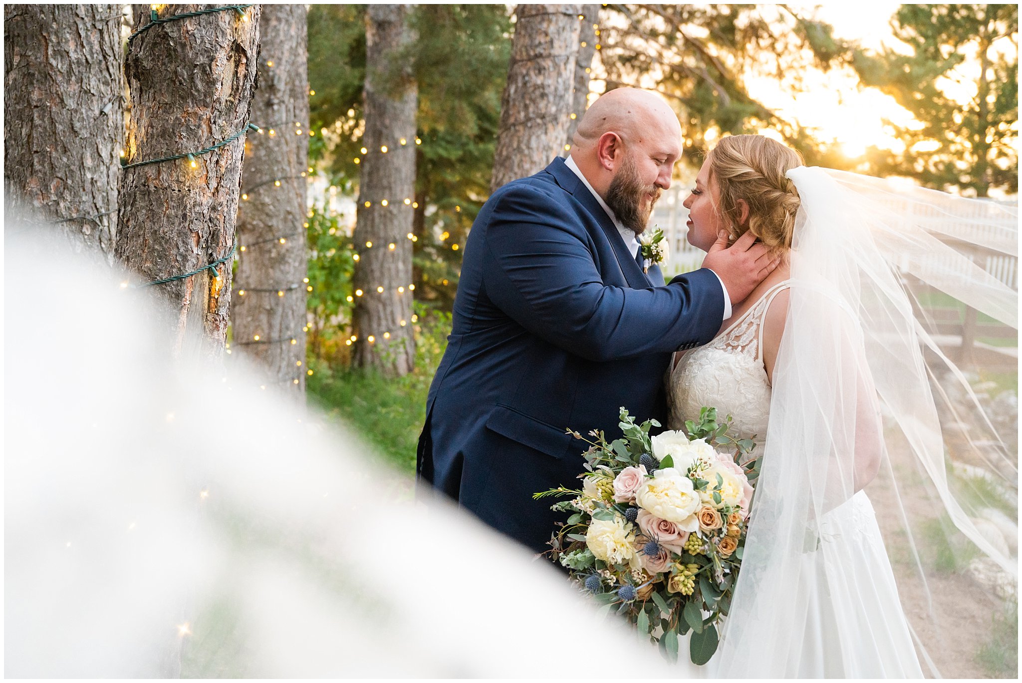 Bride and groom portraits in the trees | Spring Mountain Wedding at Oak Hills Utah
