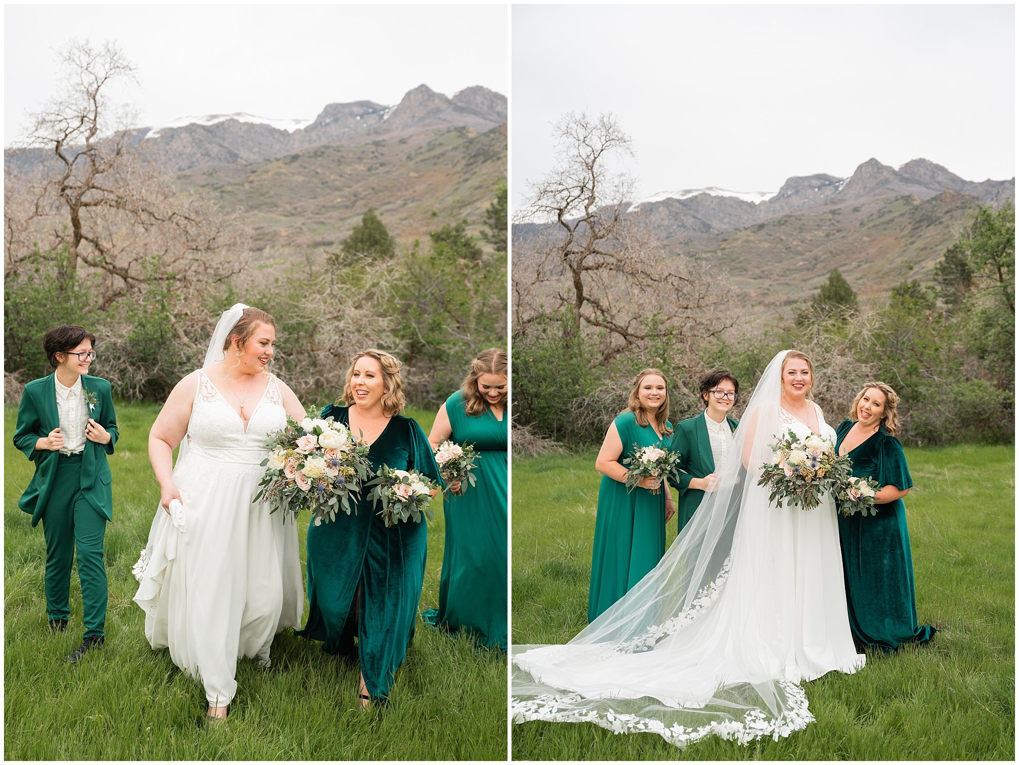 Wedding party portraits in the mountains | Spring Mountain Wedding at Oak Hills Utah