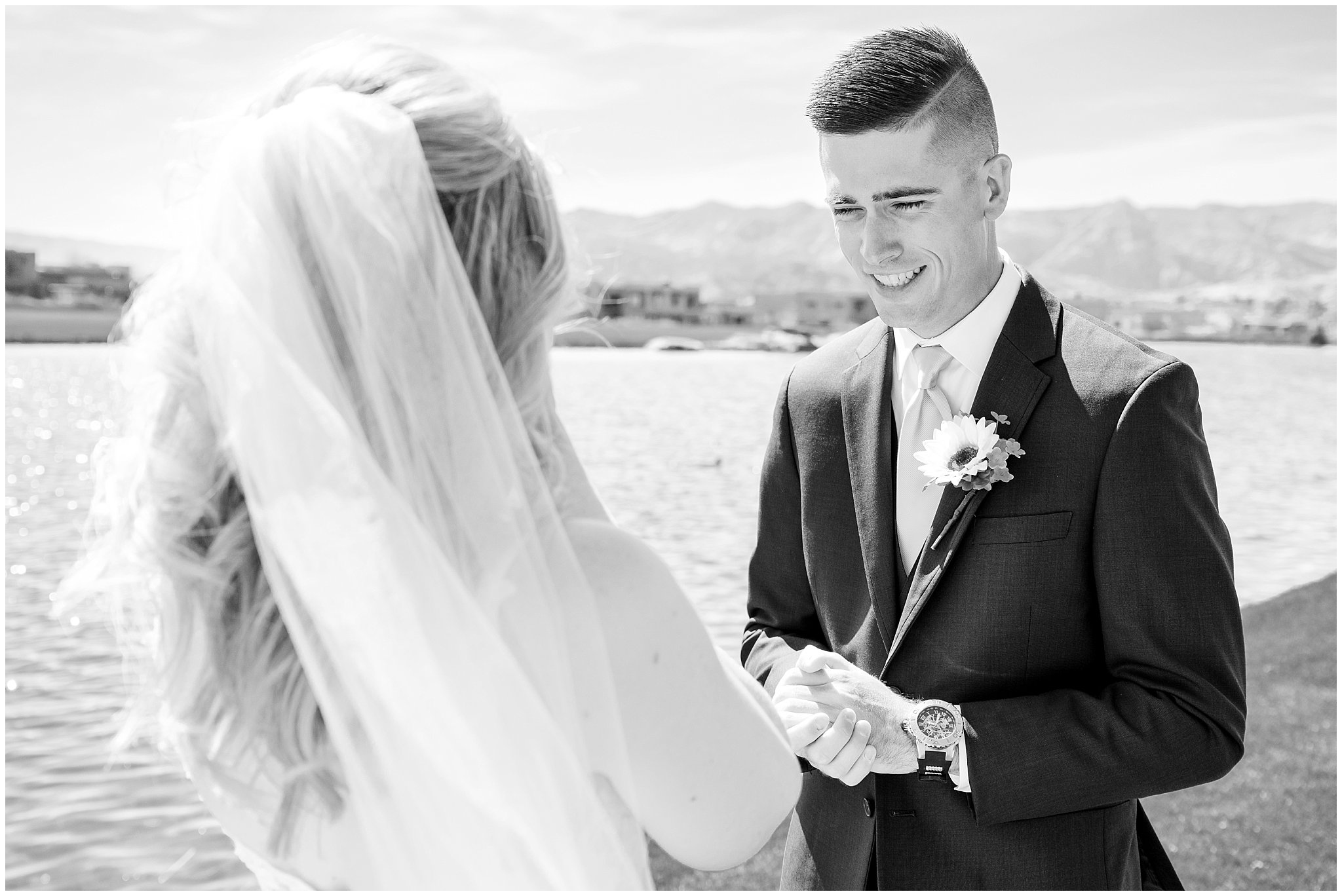 Wedding in the red rocks of southern Utah. First look moments.