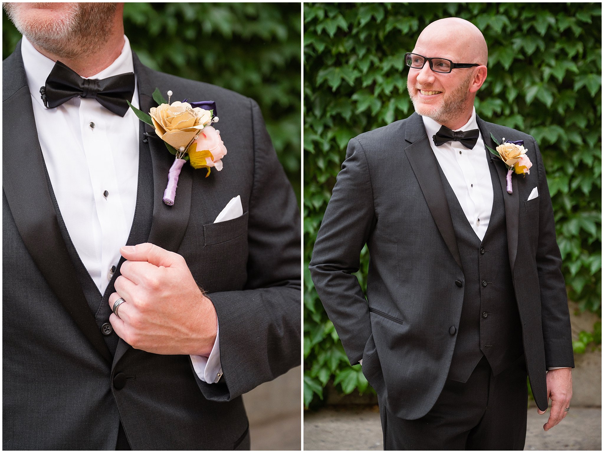 Bride and groom portrait in a theater | Broadway Musical Theatre Wedding