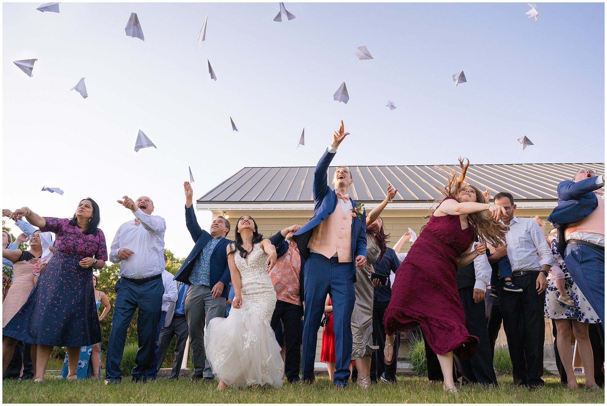 Paper airplane contest during wedding | Oak Hills Utah Destination Wedding | Jessie and Dallin Photography