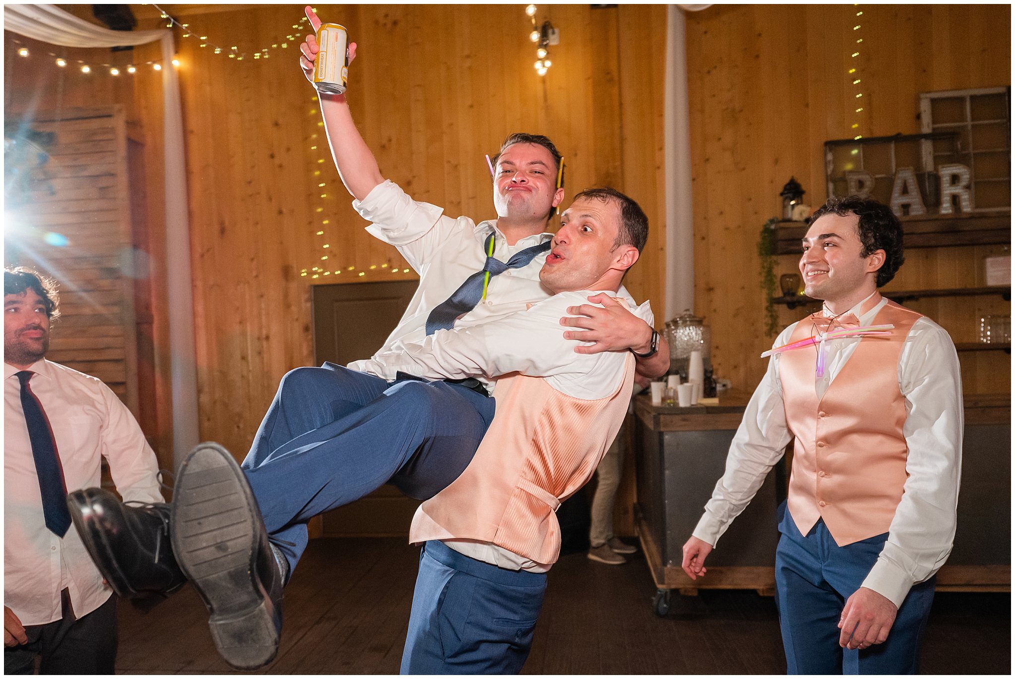 Reception party and dancing in barn | Oak Hills Utah Destination Wedding | Jessie and Dallin Photography