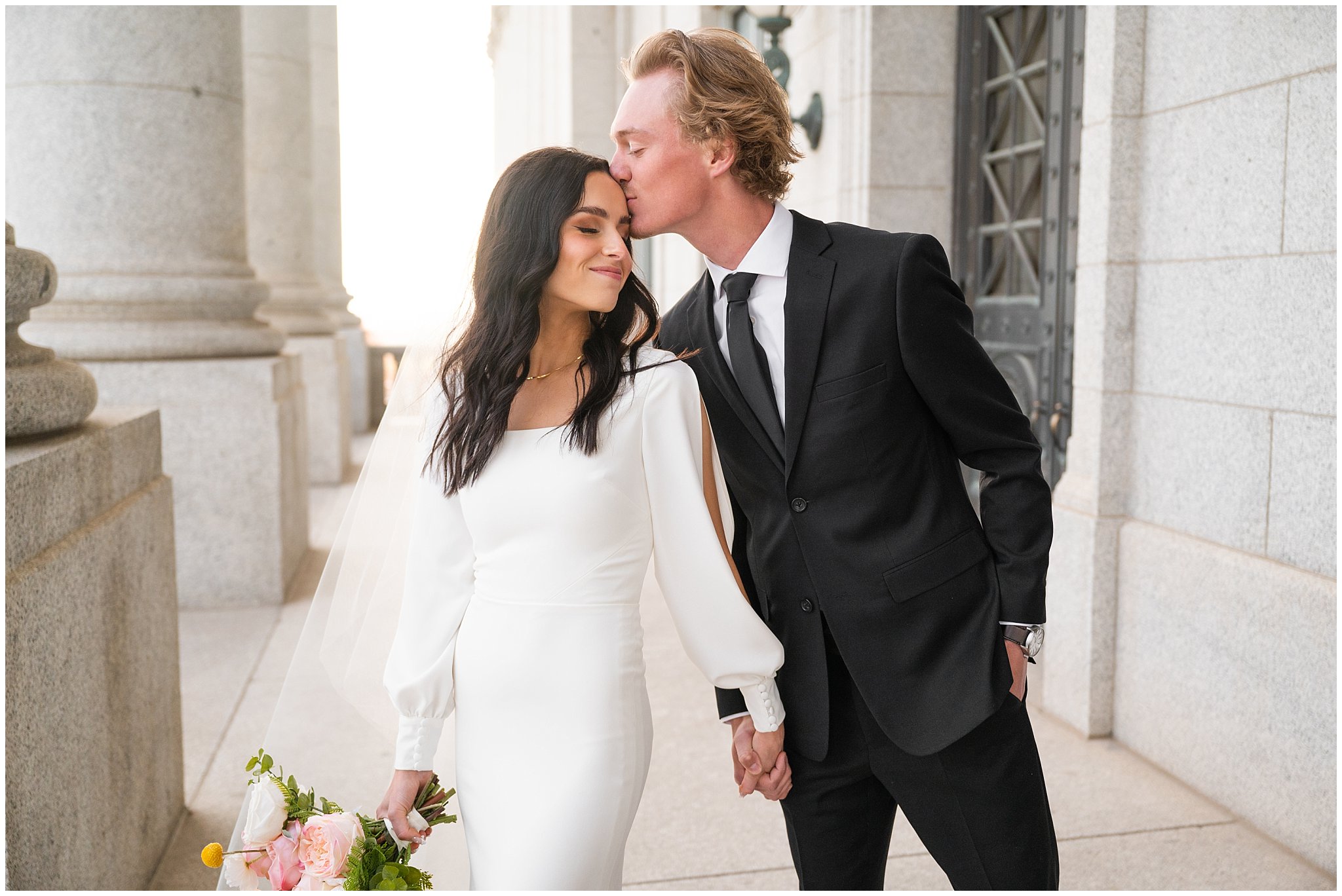 Bride and groom portraits outside of the Capitol Building | Utah State Capitol and Tunnel Springs Wedding Formal Session | Jessie and Dallin Photography