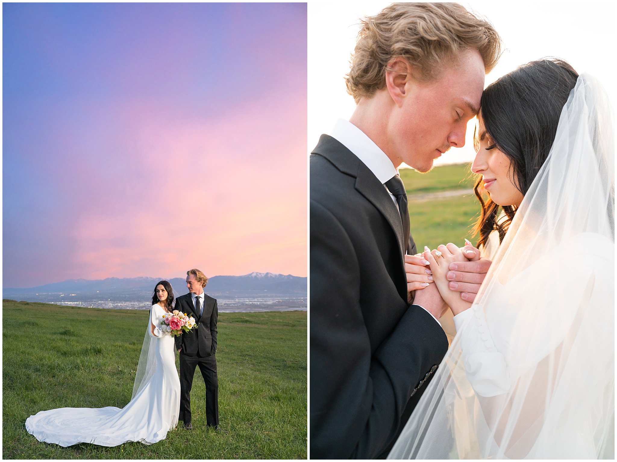 Bride and Groom portraits at sunset | Utah State Capitol and Tunnel Springs Wedding Formal Session | Jessie and Dallin Photography