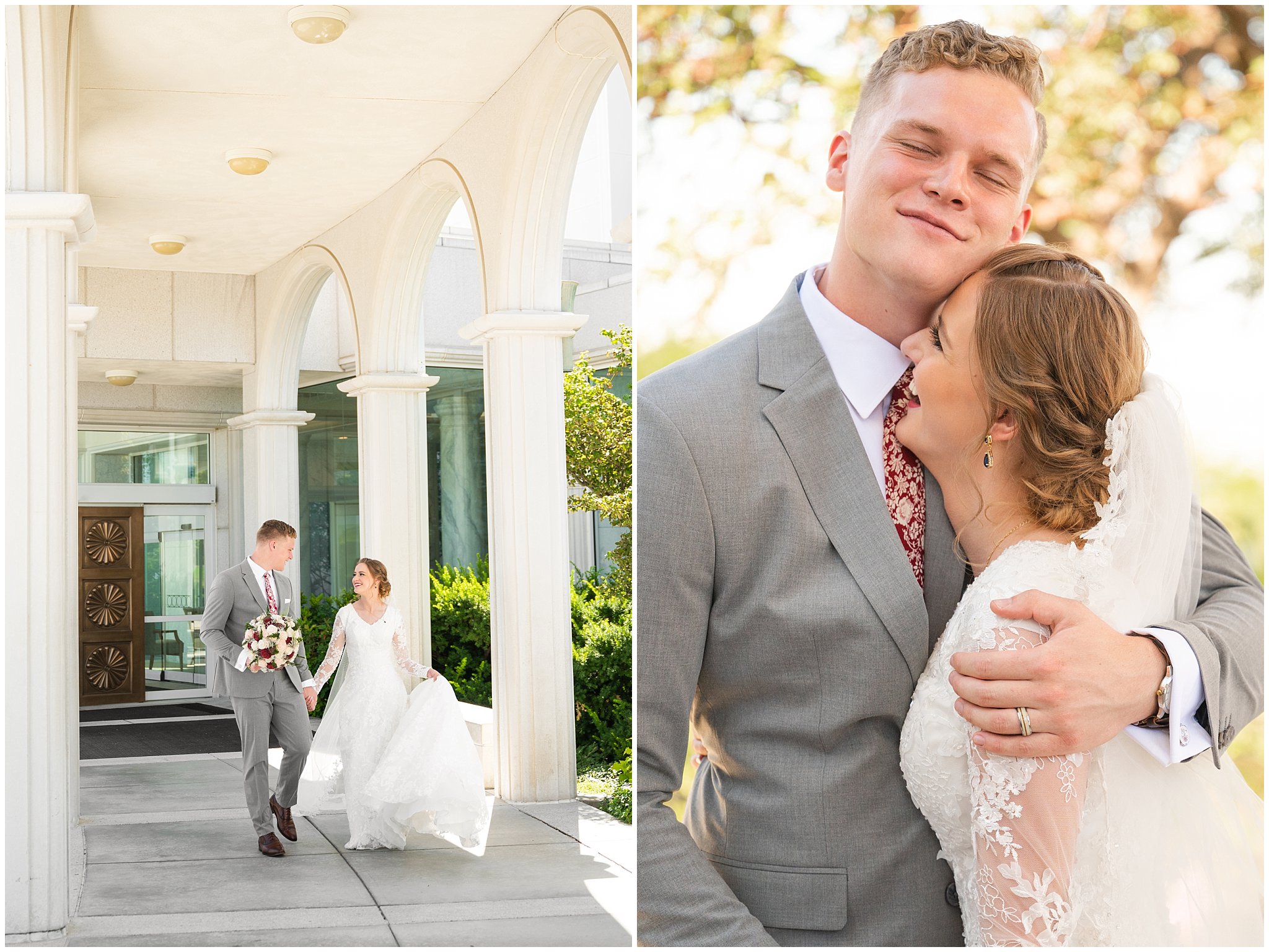 Bride and Groom portraits at their summer wedding at the Bountiful Temple | Bountiful Temple and Eldredge Manor Wedding | Jessie and Dallin Photography