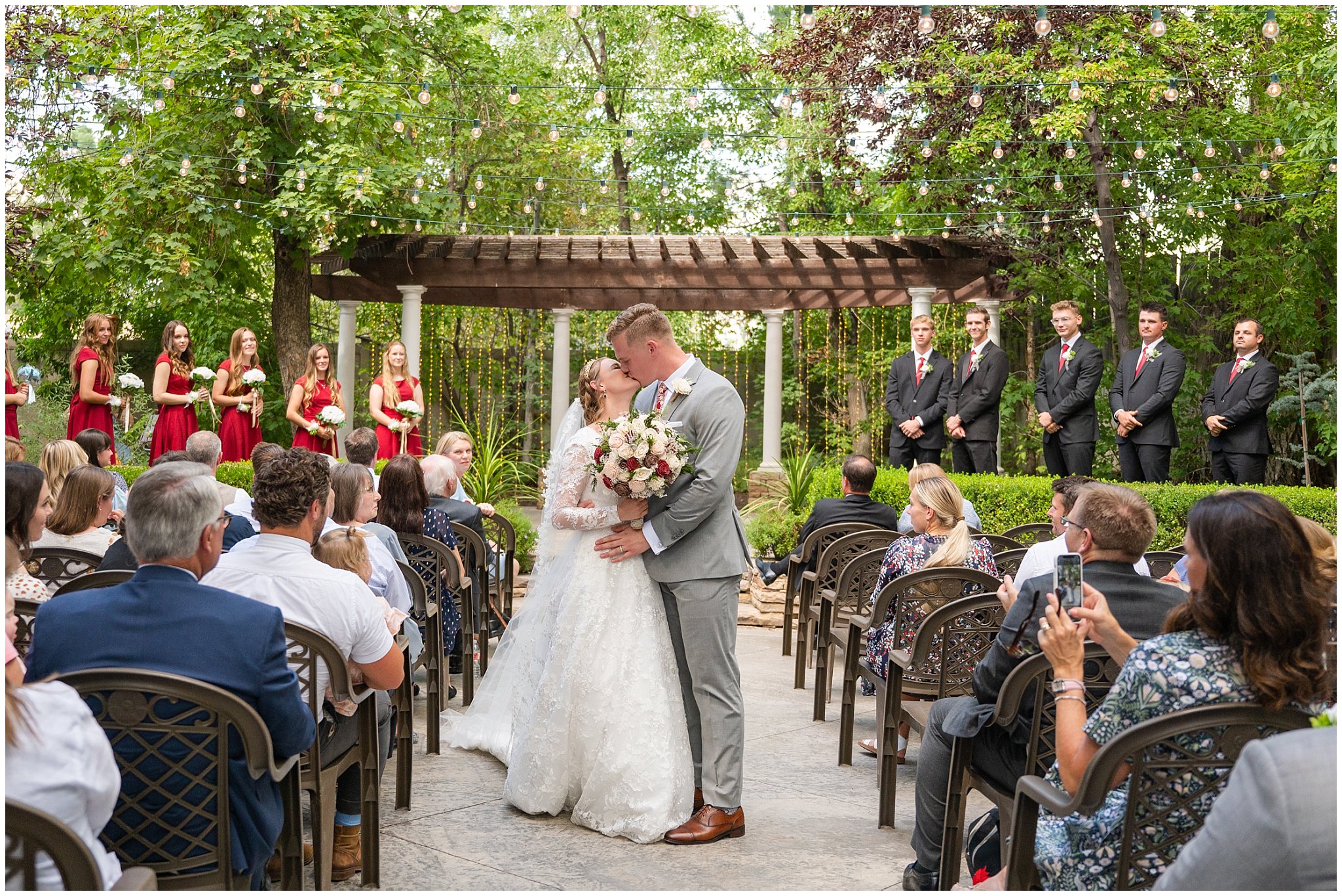 Outdoor summer wedding ceremony at Eldredge Manor | Bountiful Temple and Eldredge Manor Wedding | Jessie and Dallin Photography