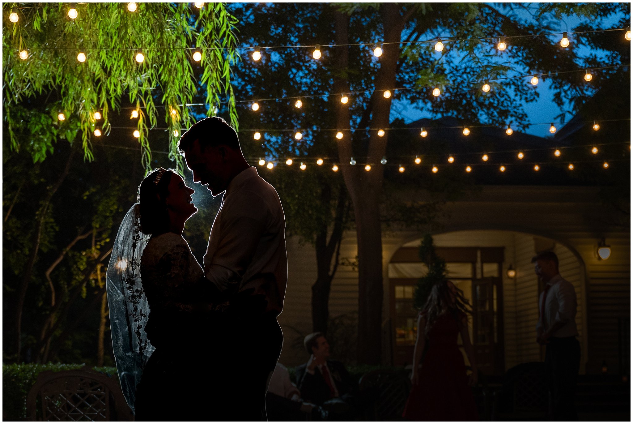 Wedding reception dances outside at Eldredge Manor | Bountiful Temple and Eldredge Manor Wedding | Jessie and Dallin Photography