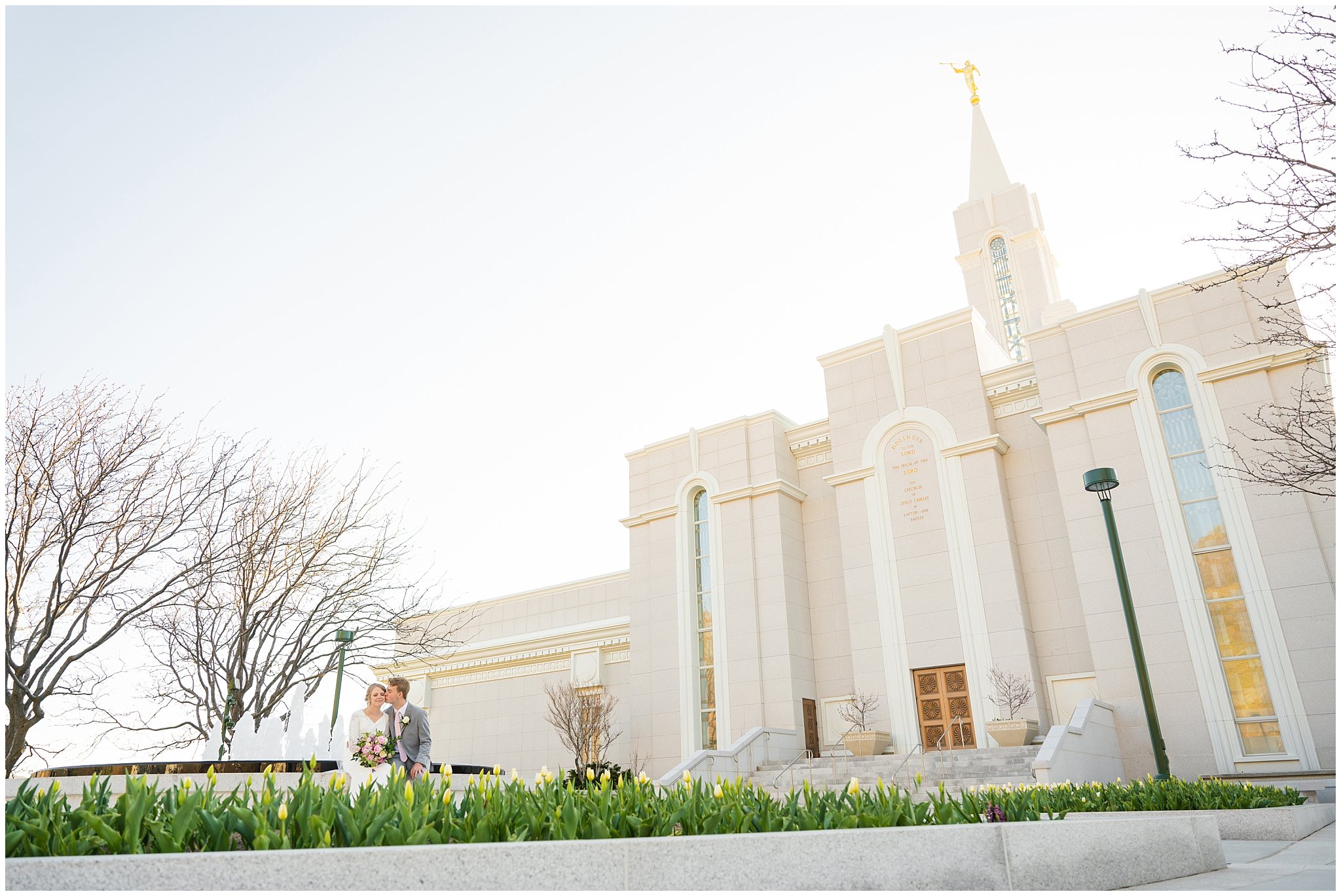 Bride and groom at the Bountiful temple | Bountiful Temple and Tunnel Springs Formal Session | Jessie and Dallin Photography