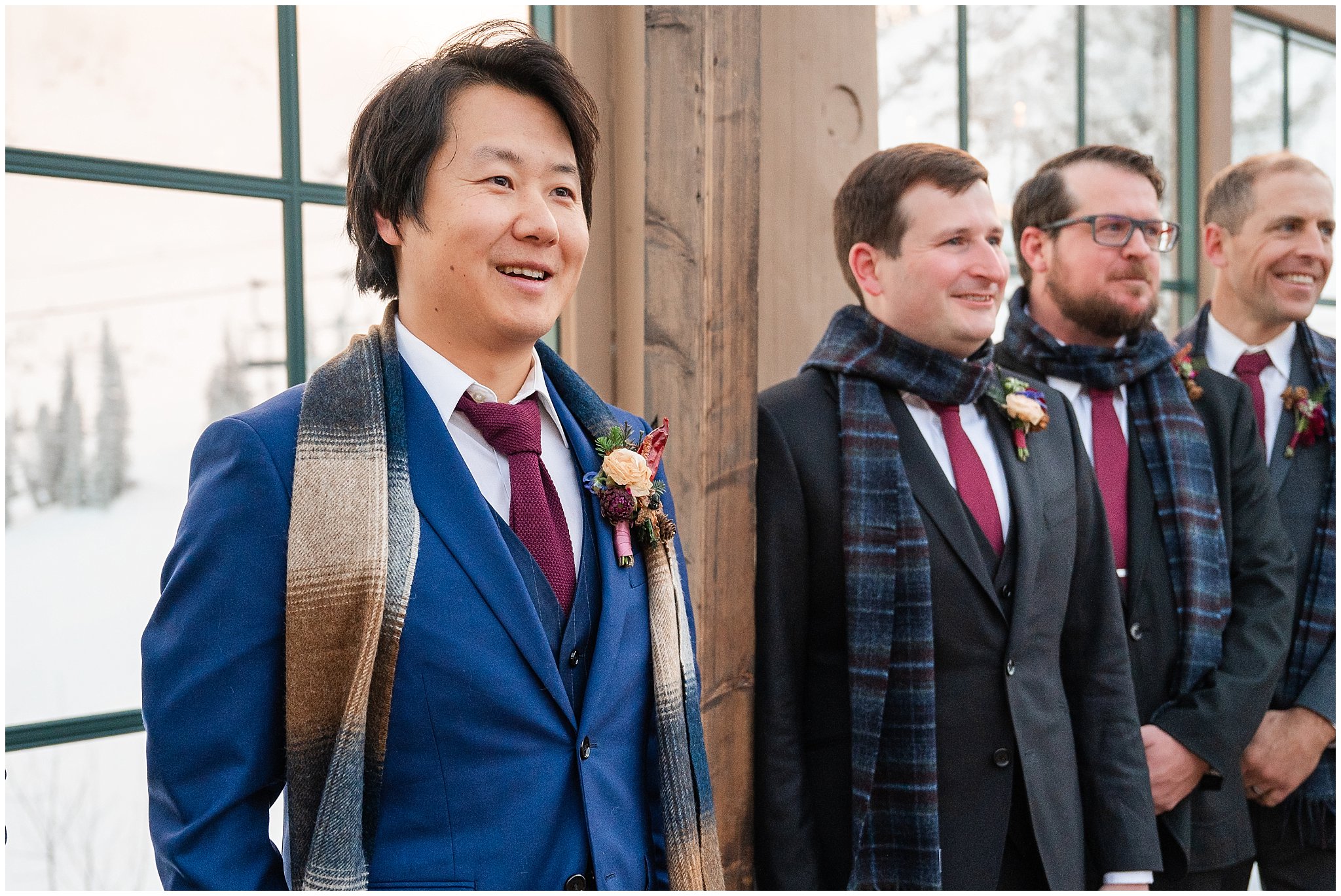 Wedding ceremony at Needles Lodge in the snow | Snowbasin Resort Winter Wedding | Jessie and Dallin Photography