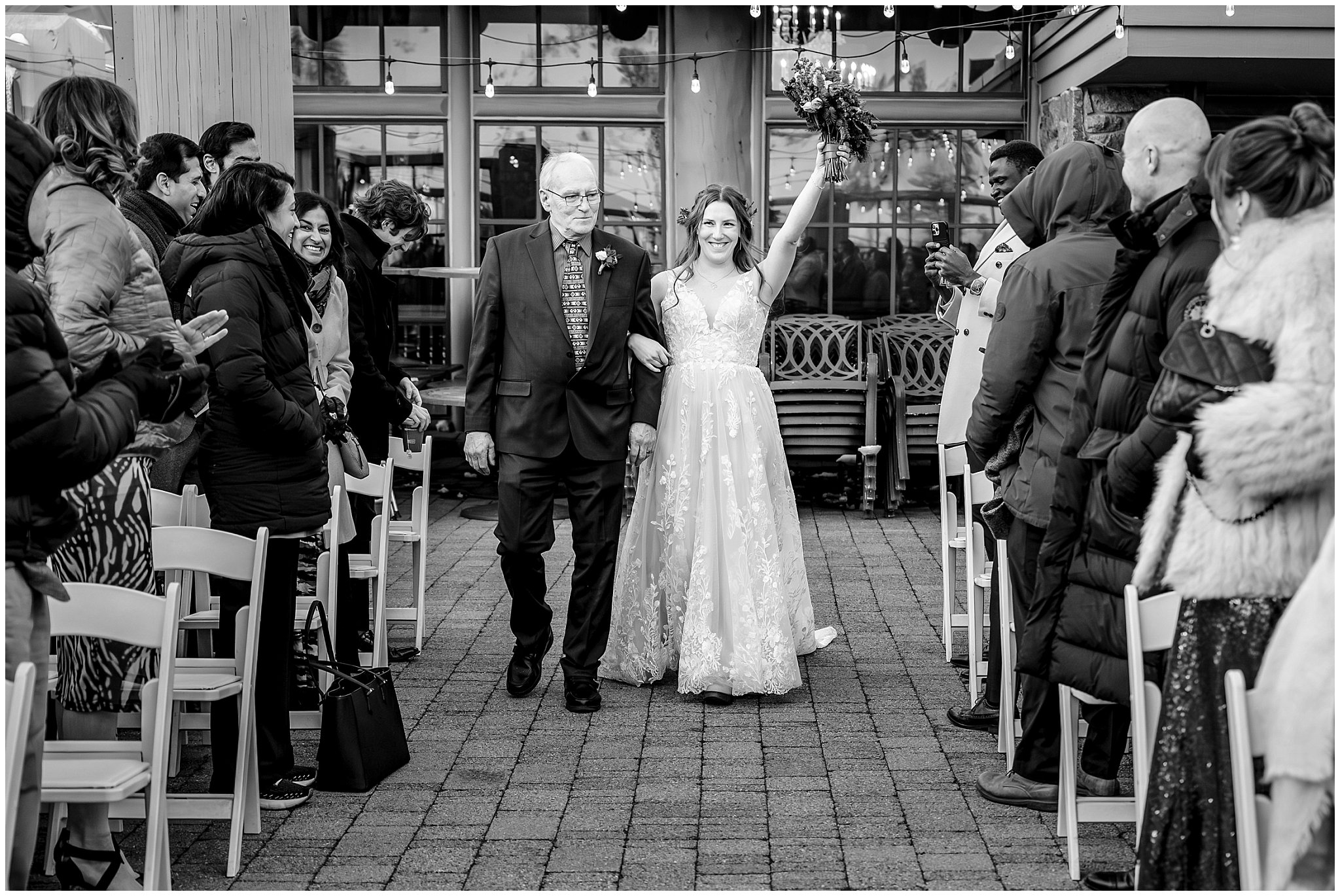 Wedding ceremony at Needles Lodge in the snow | Snowbasin Resort Winter Wedding | Jessie and Dallin Photography