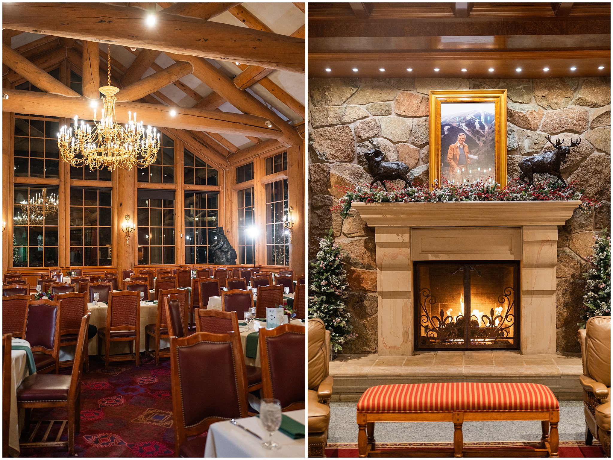 Detail photos of inside Earl's Lodge for a winter wedding | Snowbasin Resort Winter Wedding | Jessie and Dallin Photography