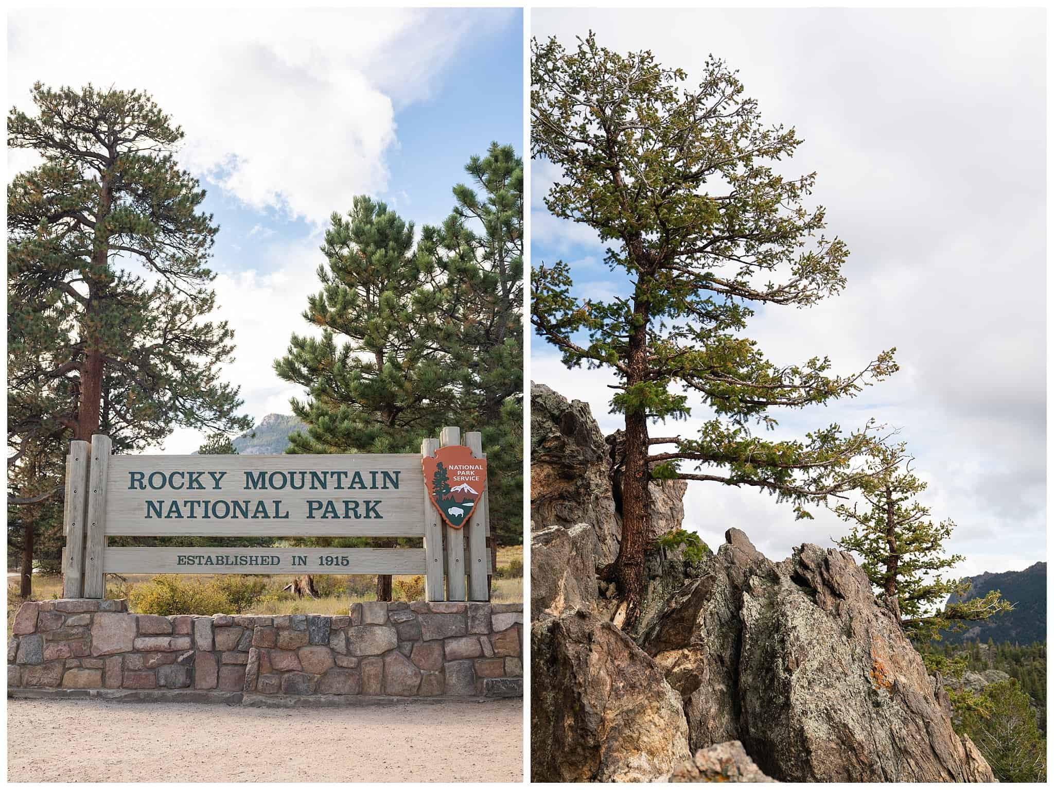 Rocky Mountain National Park sign | Fall Rocky Mountain National Park Elopement | Jessie and Dallin Photography