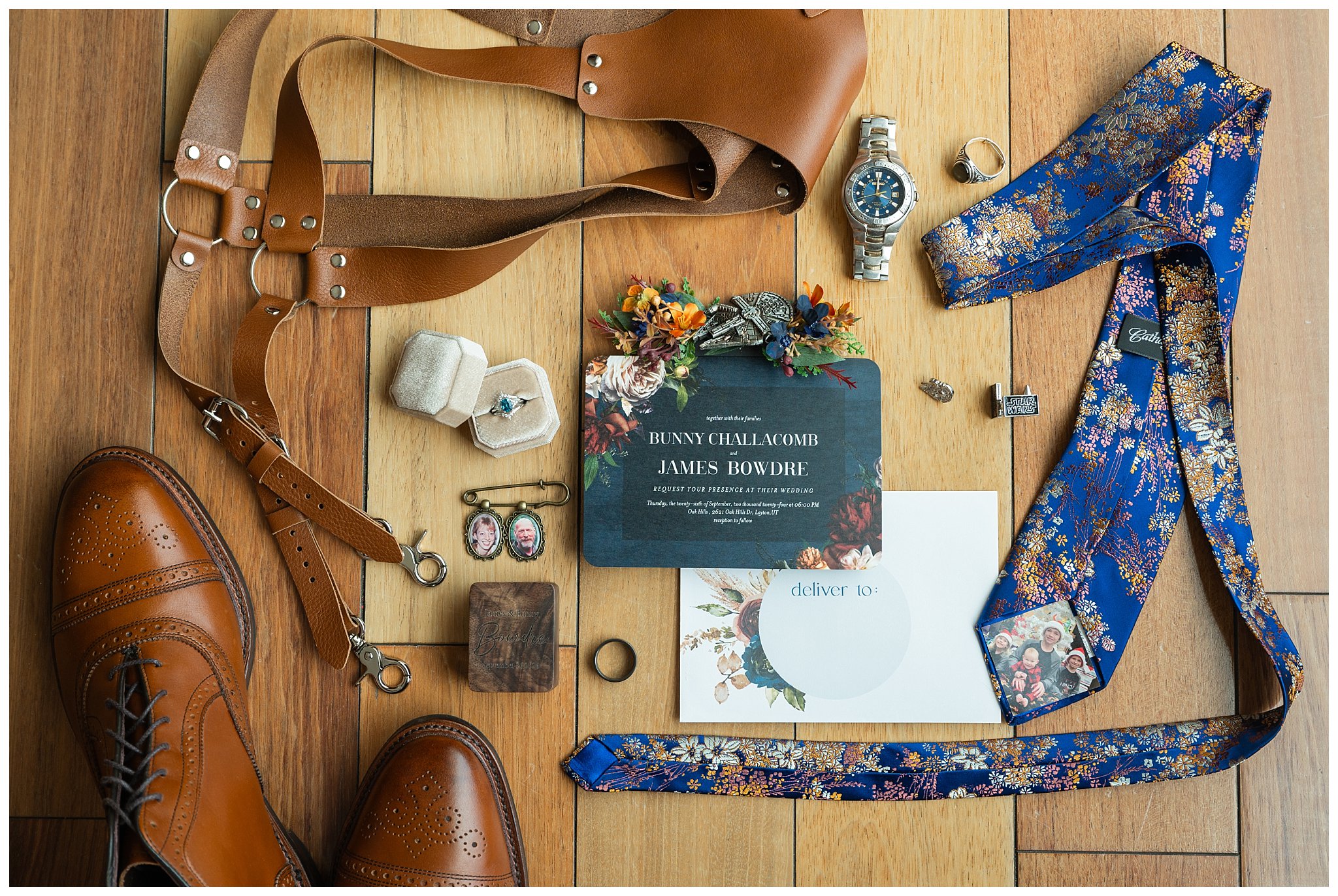 Groom wedding details with Star Wars details throughout | Star Wars Themed Wedding at Oak Hills Utah | Jessie and Dallin Photography