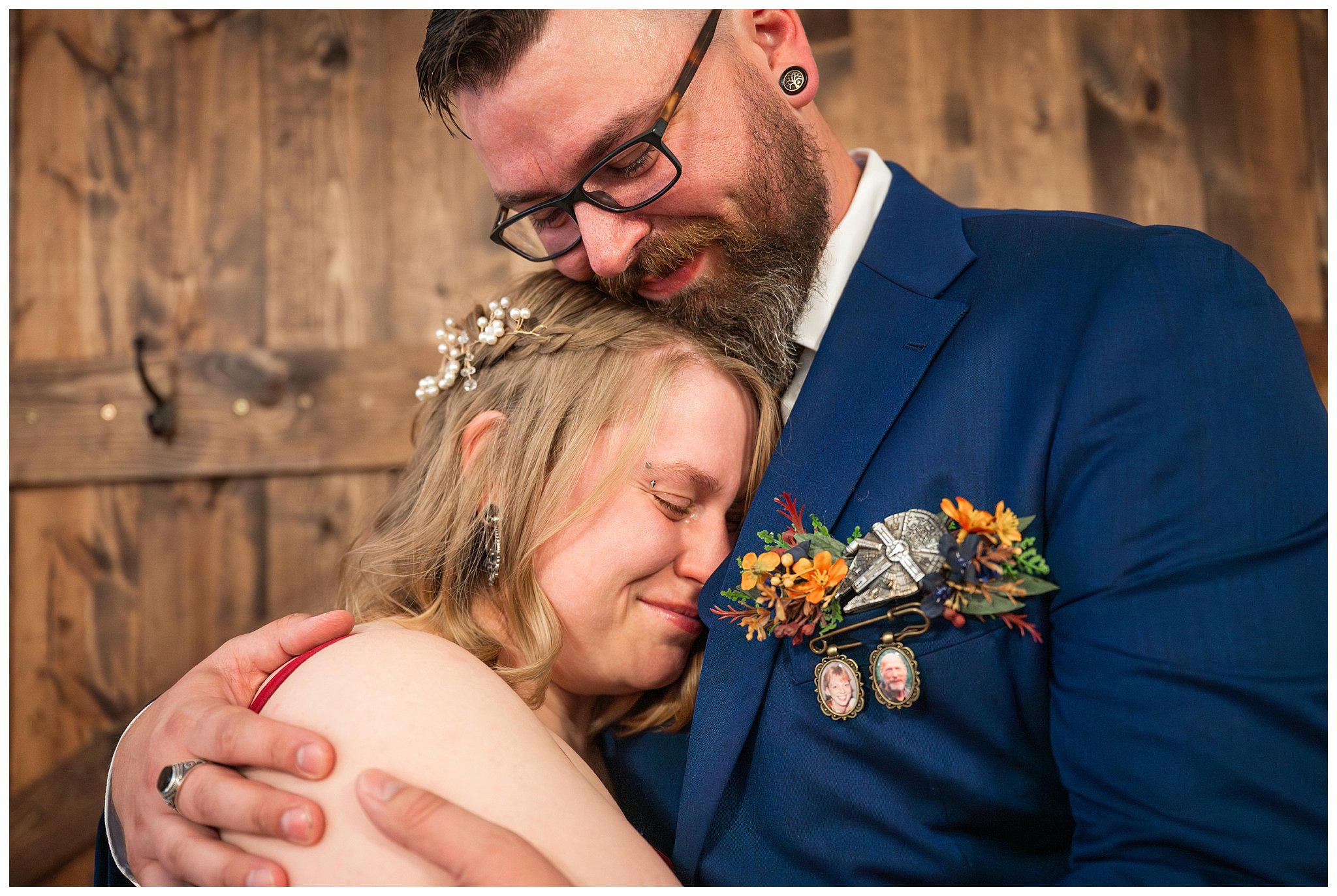 Groom shares an emotional first look with his sister | Star Wars Themed Wedding at Oak Hills Utah | Jessie and Dallin Photography