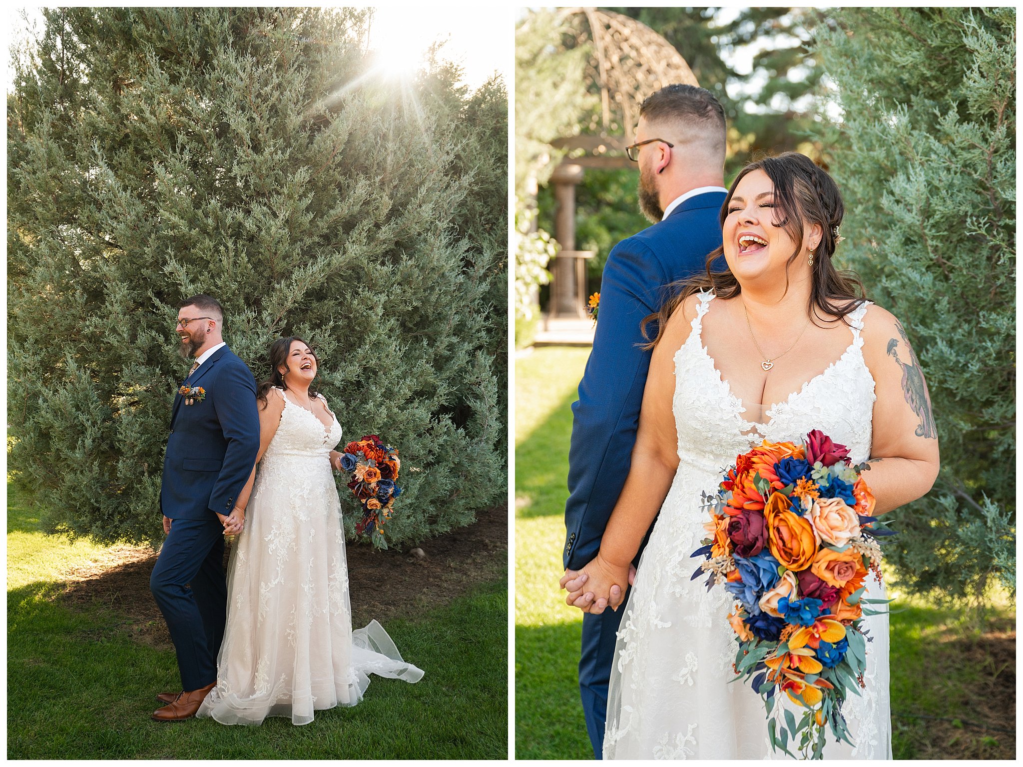 Bride and groom share a first touch near the trees at Oak Hills | Star Wars Themed Wedding at Oak Hills Utah | Jessie and Dallin Photography