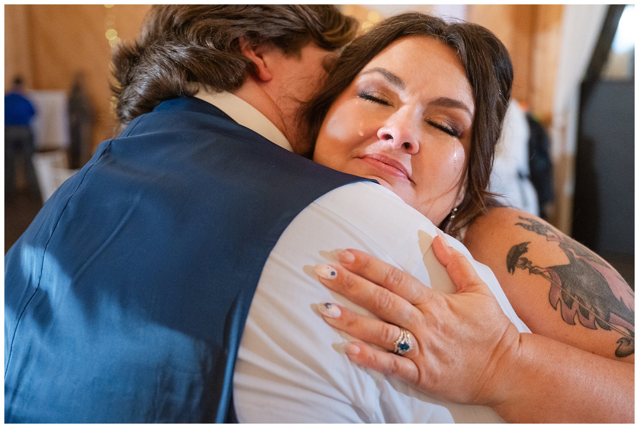 Bride shares a first dance with her son in the barn at Oak Hills | Star Wars Themed Wedding at Oak Hills Utah | Jessie and Dallin Photography