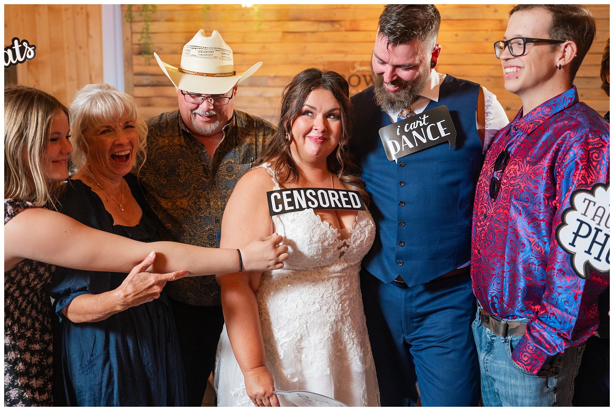 Hilarious moments between the bride, groom, and their guests during reception photos | Star Wars Themed Wedding at Oak Hills Utah | Jessie and Dallin Photography