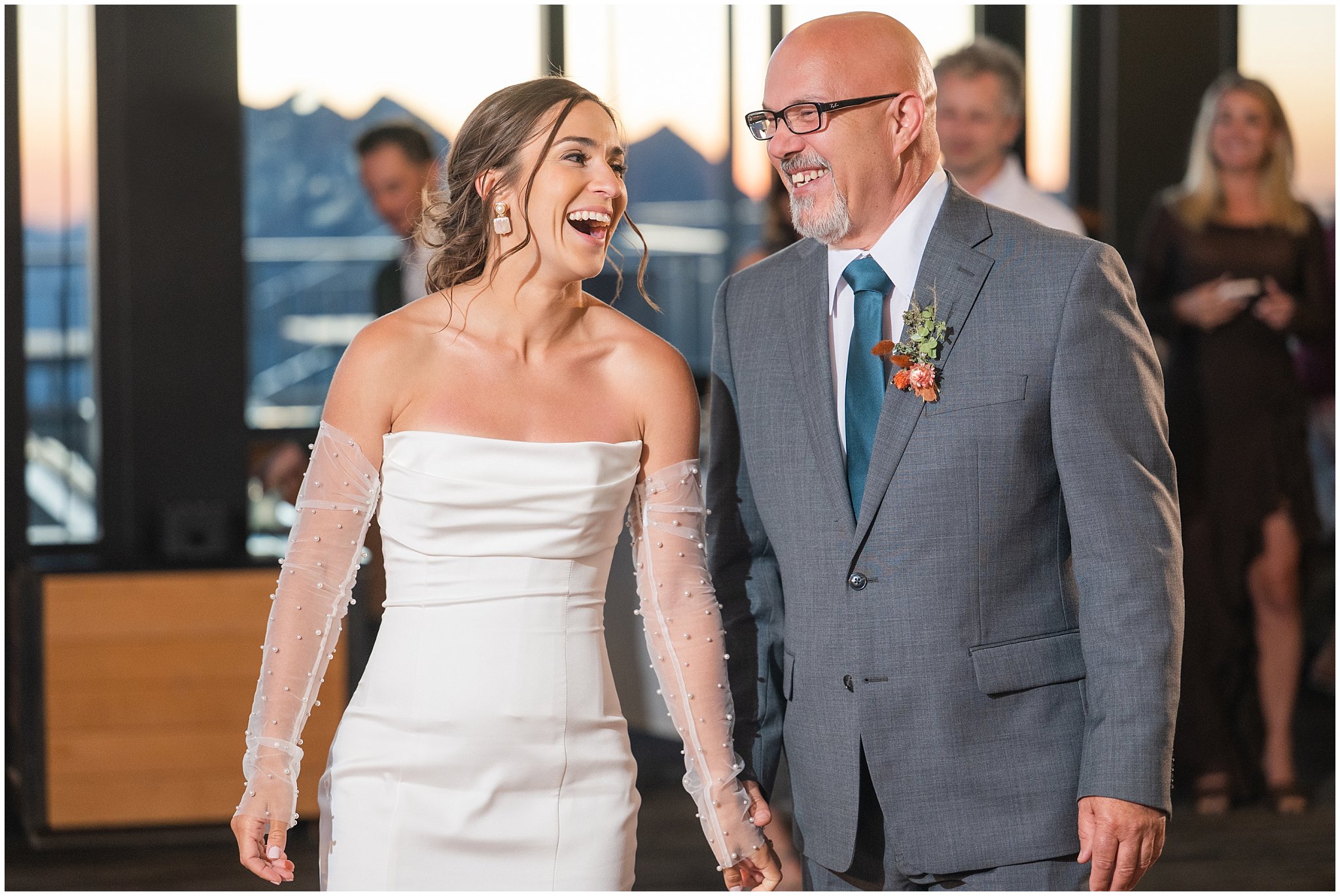 Bride sharing an emotional dance with her dad inside the lodge | Snowbird Summit Summer Wedding | Jessie and Dallin Photography