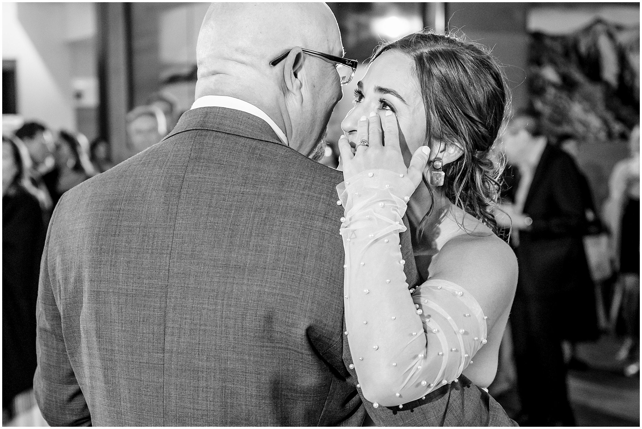 Bride sharing an emotional dance with her dad inside the lodge | Snowbird Summit Summer Wedding | Jessie and Dallin Photography